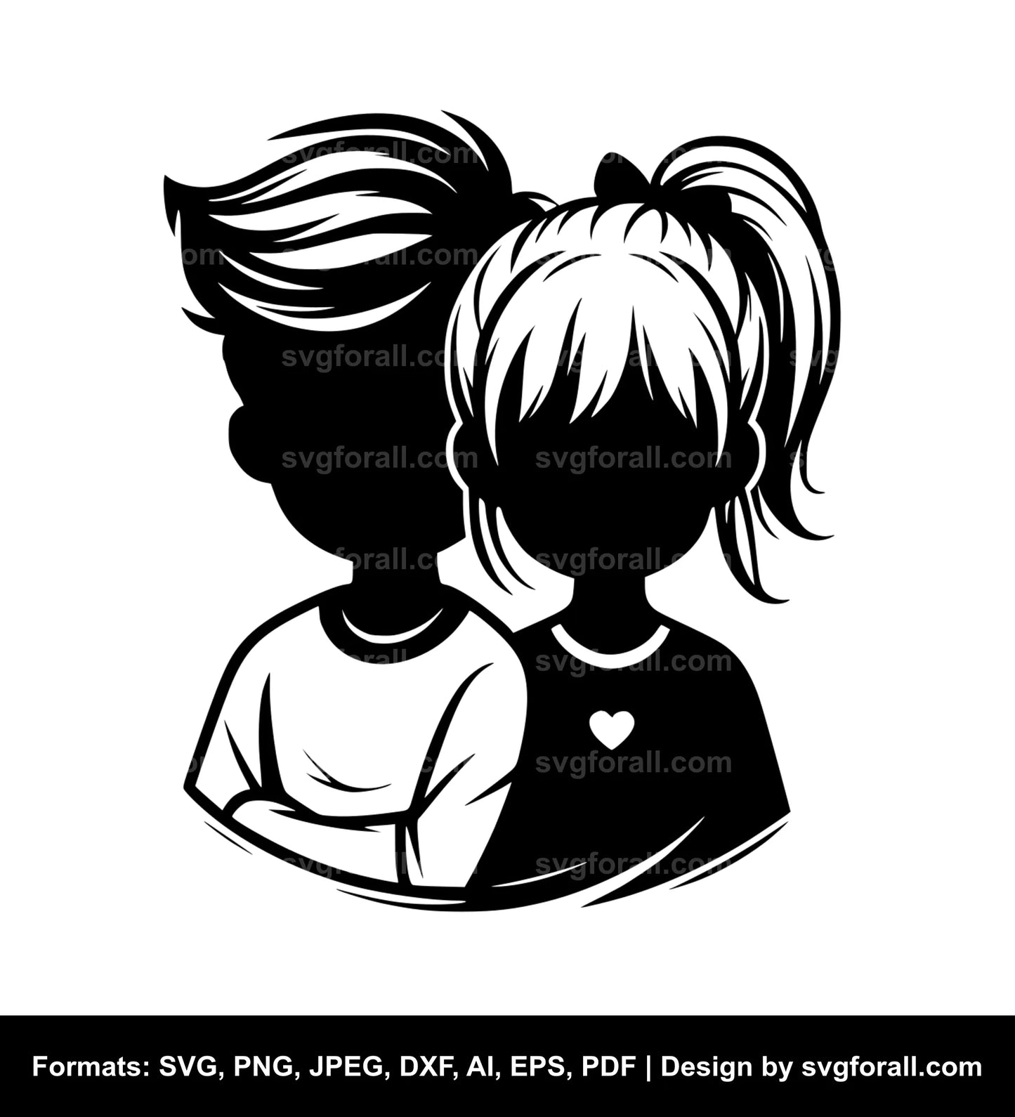 Girl And Boy SVG Vector