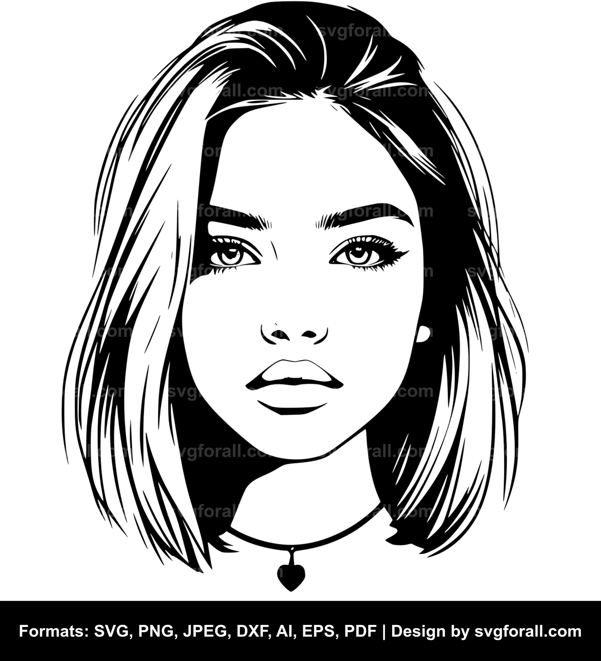 Girl Face SVG Design