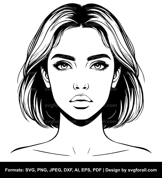 Girl Face SVG PNG