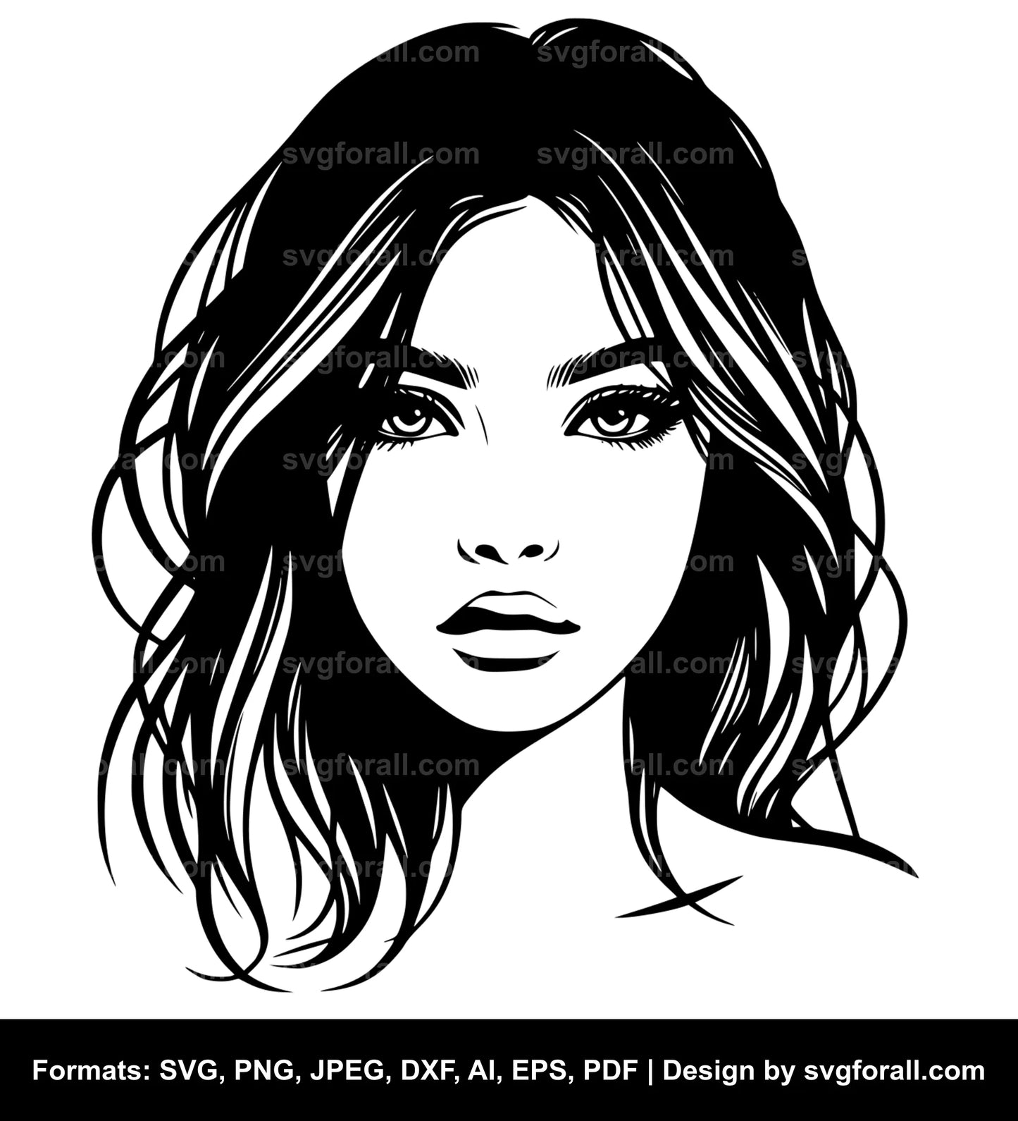 Girl Face SVG Vector