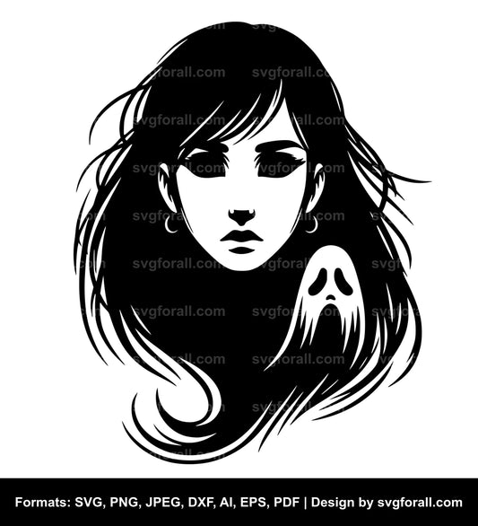 Girl Ghost Face Black SVG