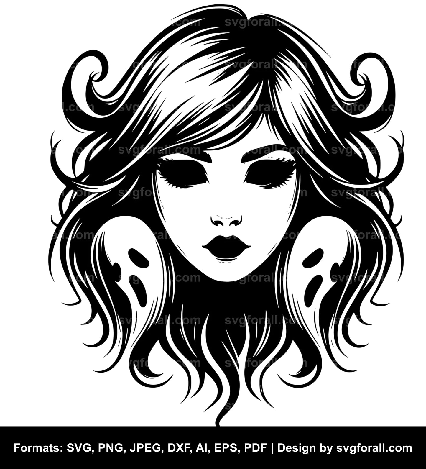 Girl Ghost Face SVG Vector