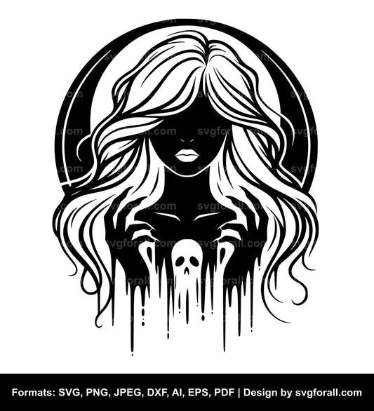 Girl Ghost SVG Clipart