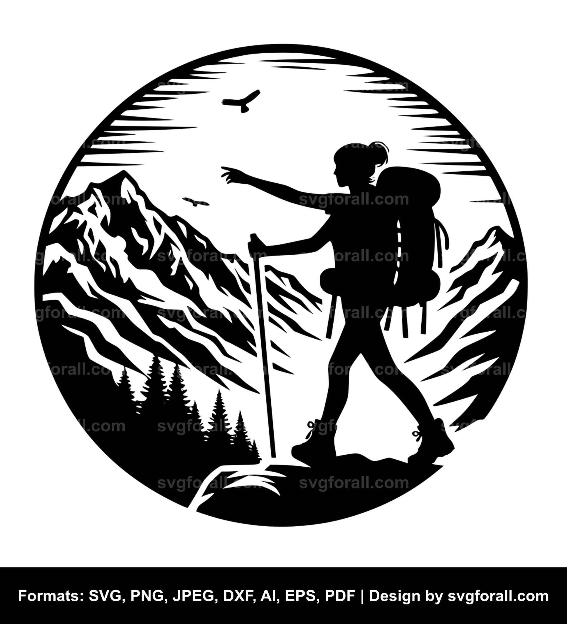 Girl Hiking SVG Design