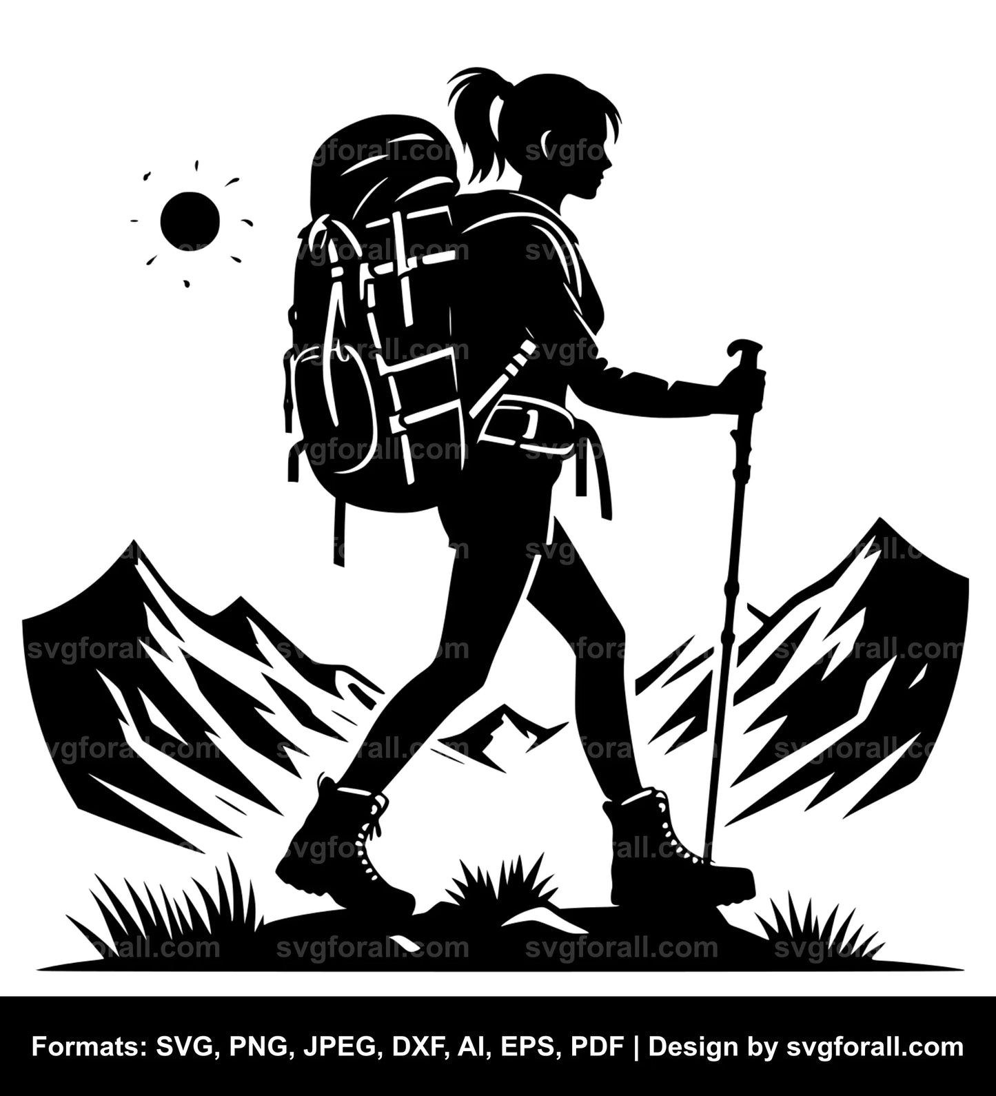 Girl Hiking SVG Vector