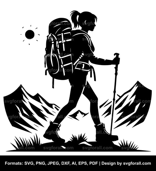 Girl Hiking SVG Vector