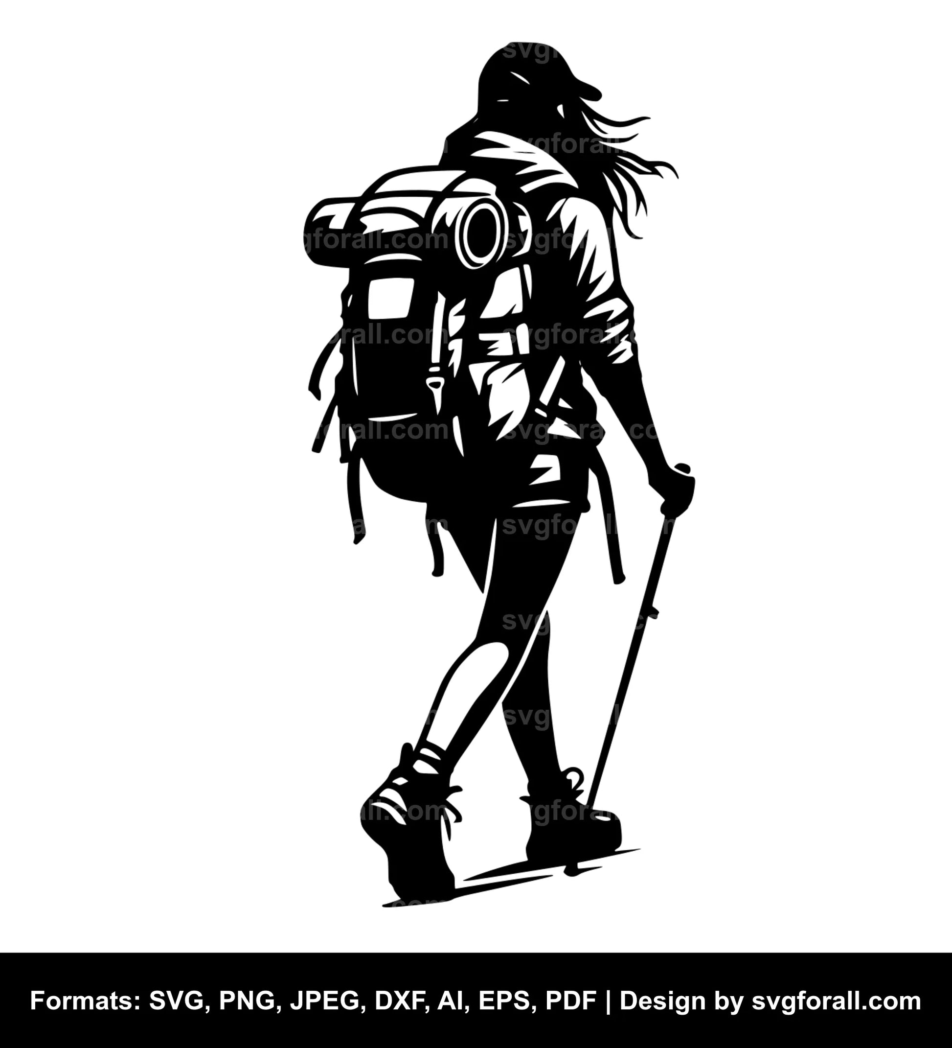 Girl Hiking Vector SVG