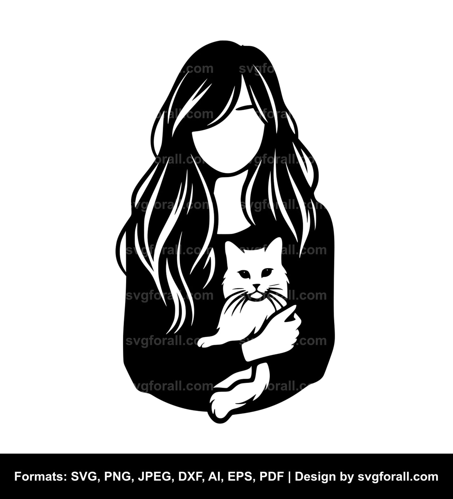 Girl Holding Cat Cricut SVG