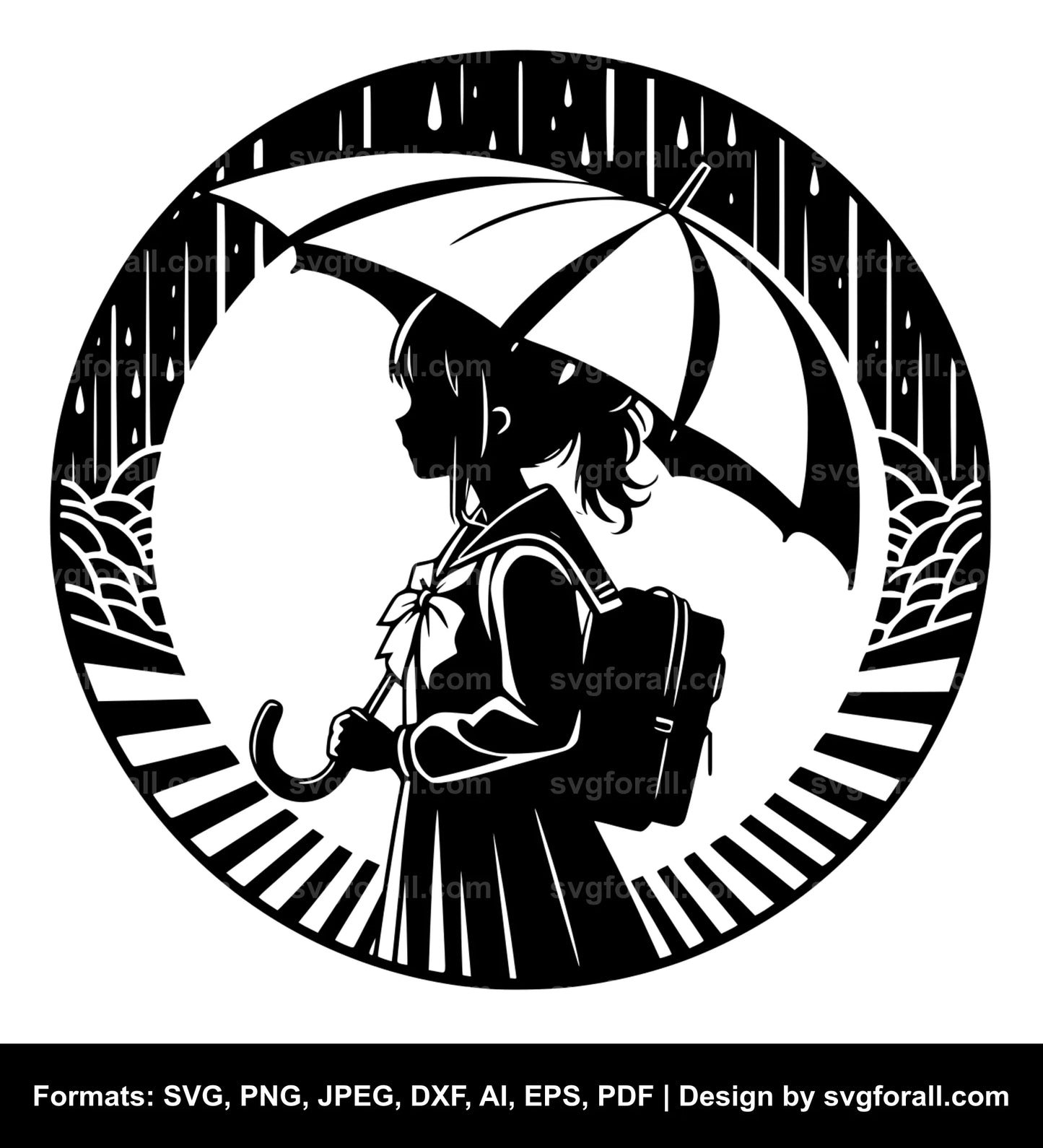 Girl Holding Umbrella SVG