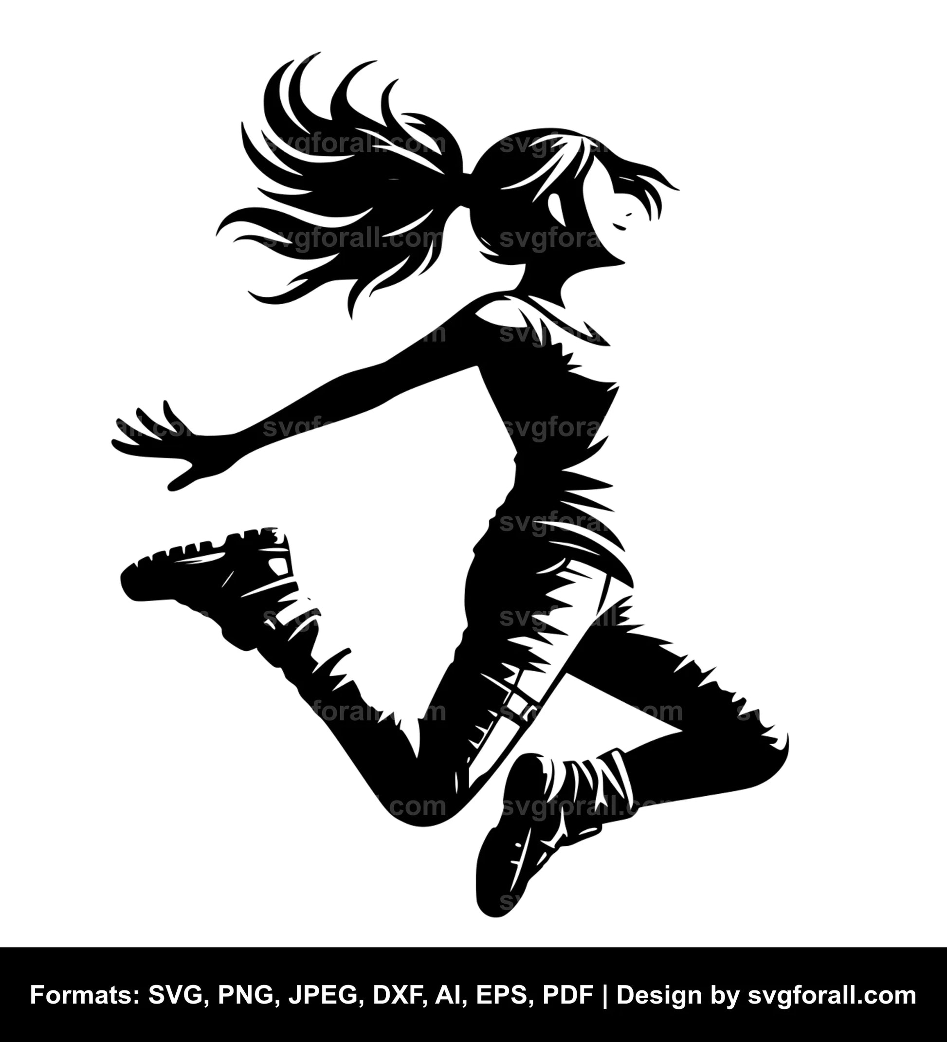 Girl Jumping Vector SVG