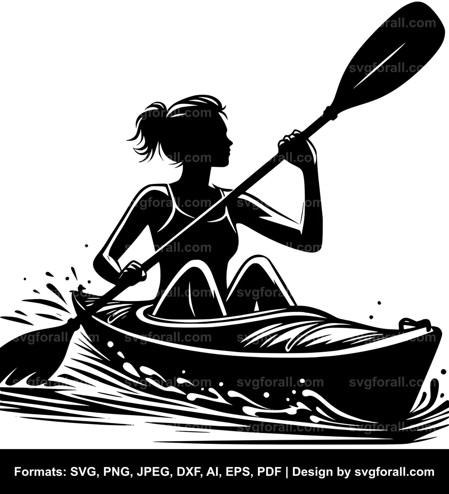 Girl Kayaking SVG