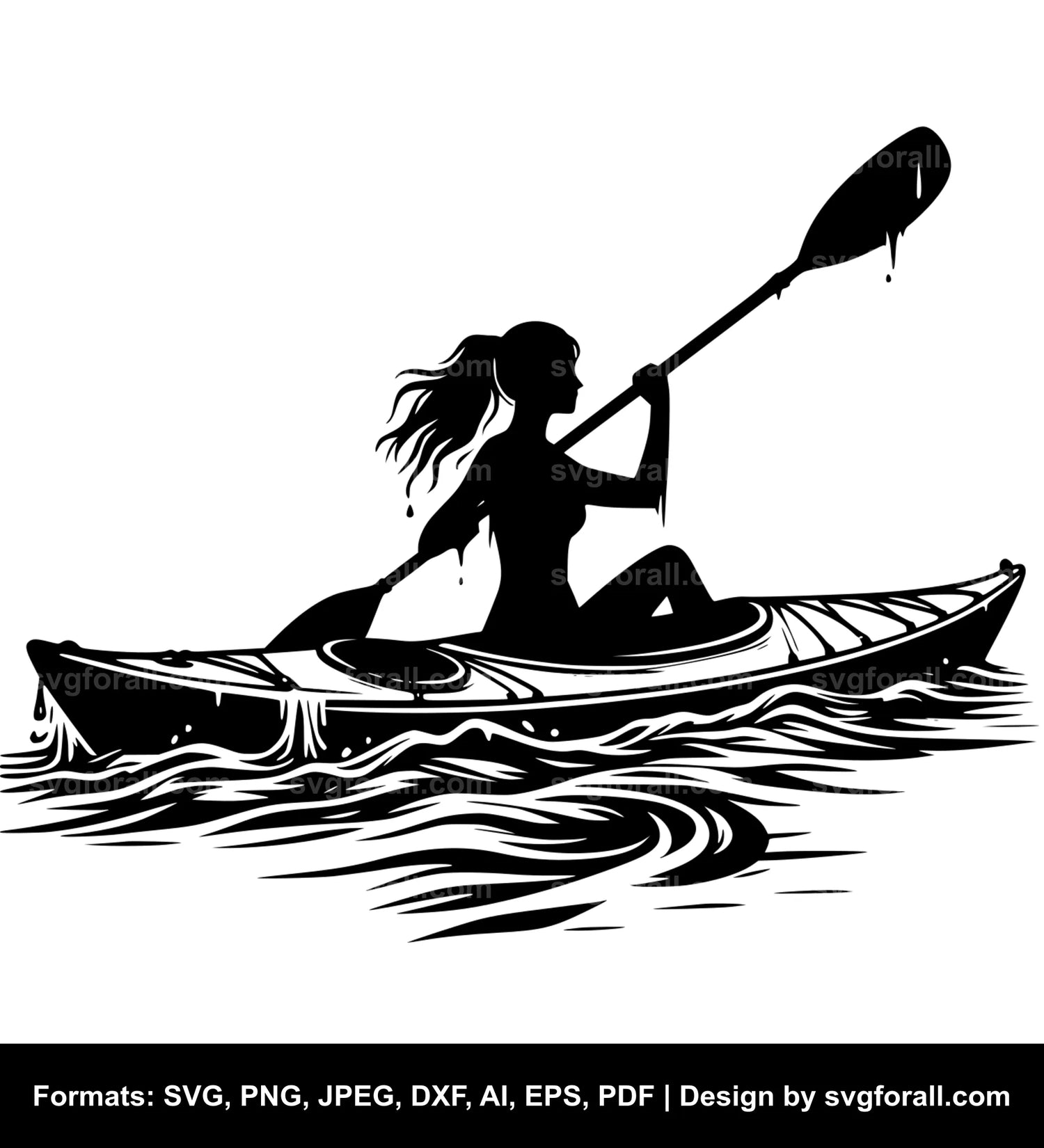 Girl Kayaking SVG Design