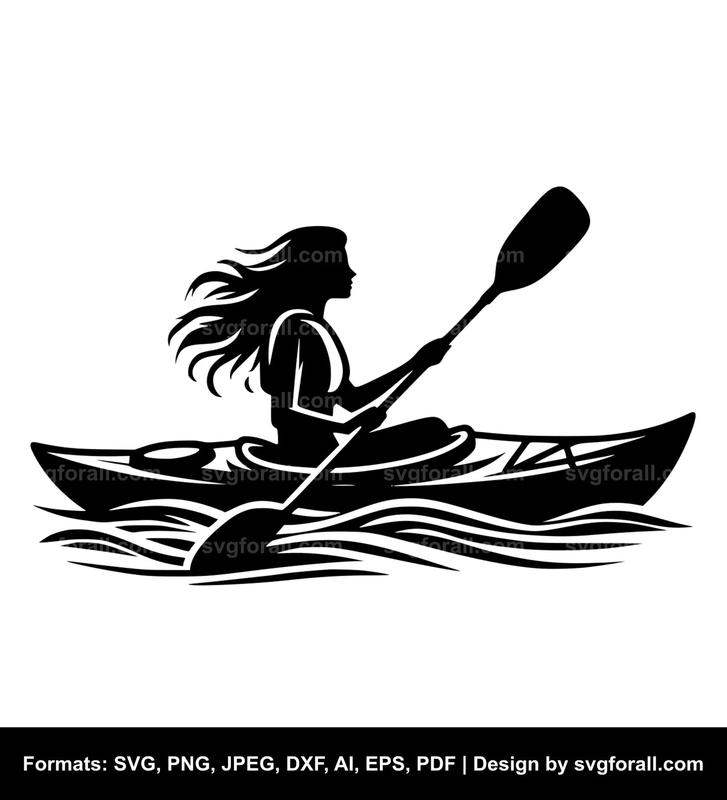 Girl Kayaking SVG File