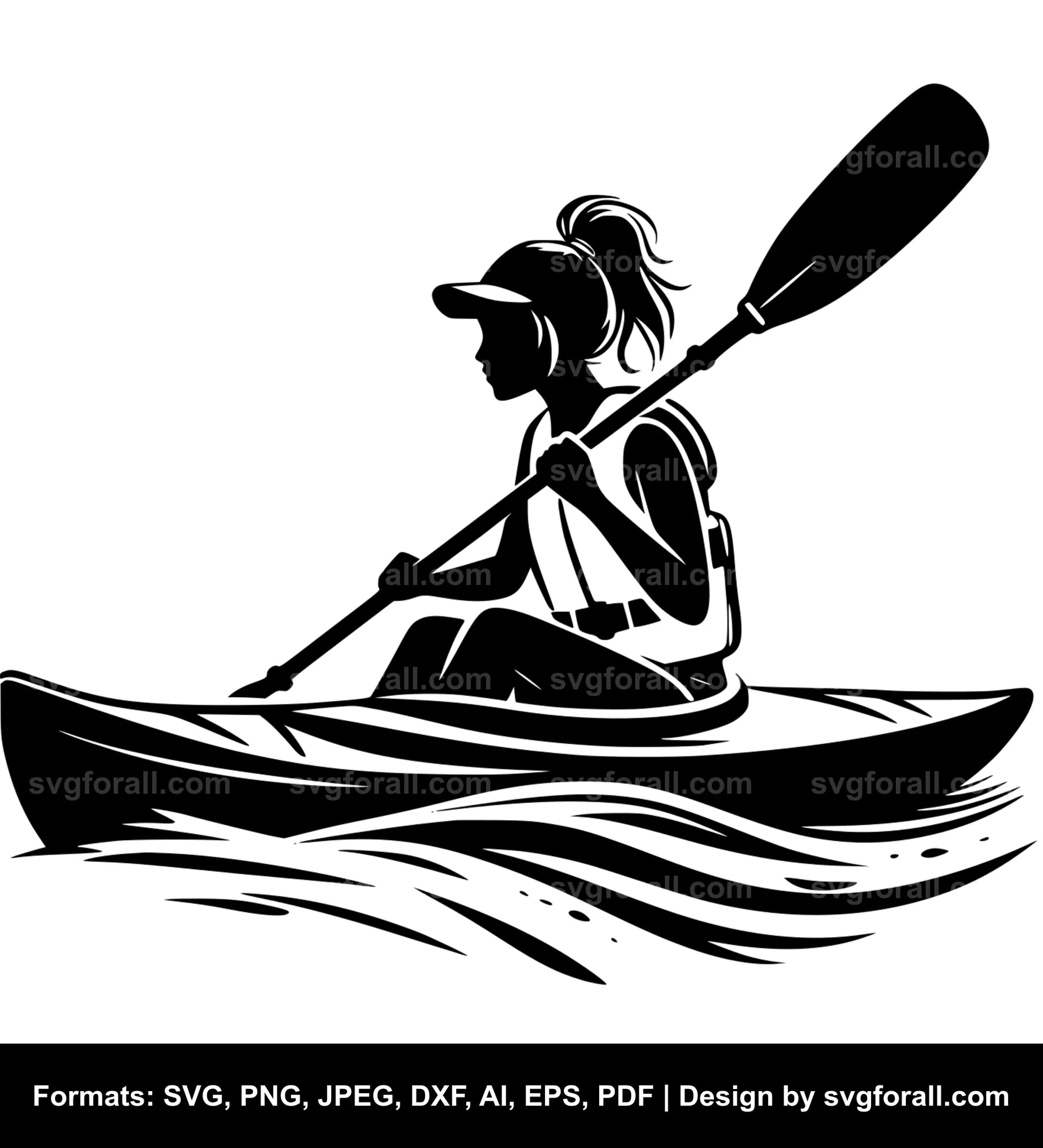 Girl Kayaking SVG PNG