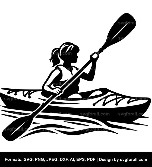 Girl Kayaking SVG Vector