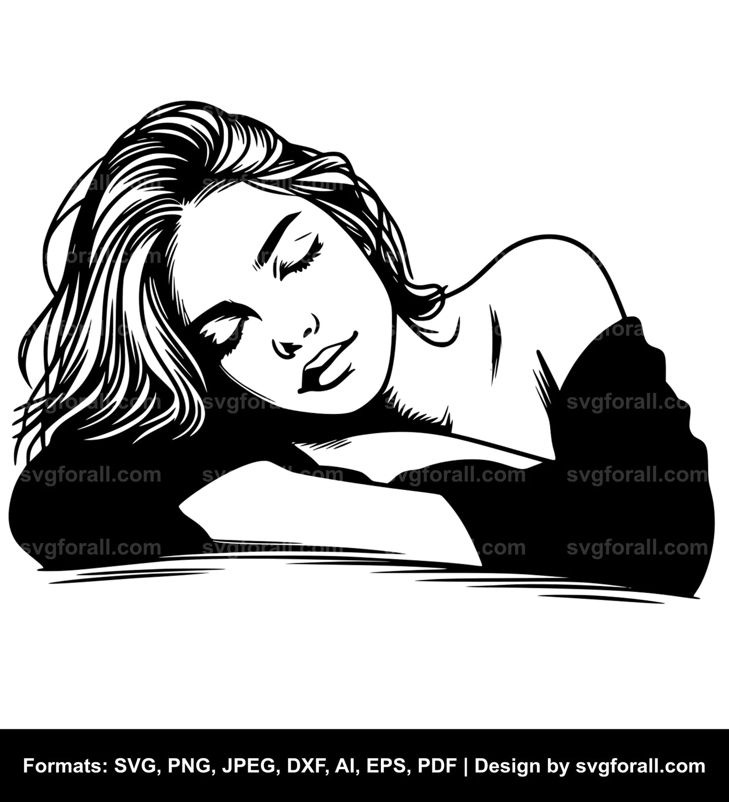 Girl Lying SVG Vector