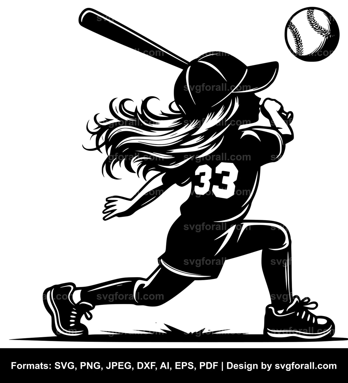 Girl Playing Baseball Cricut SVG