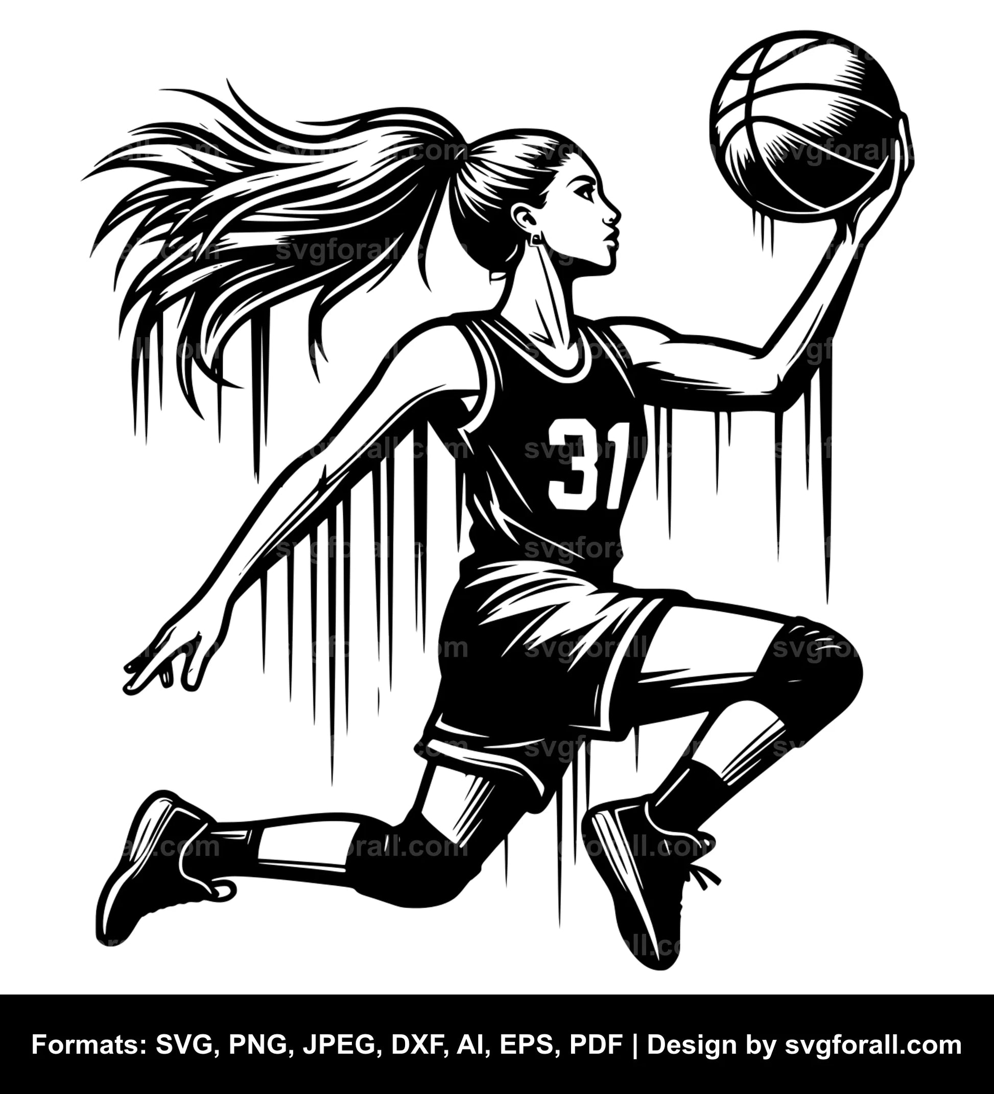 Girl Playing Basketball Cricut SVG