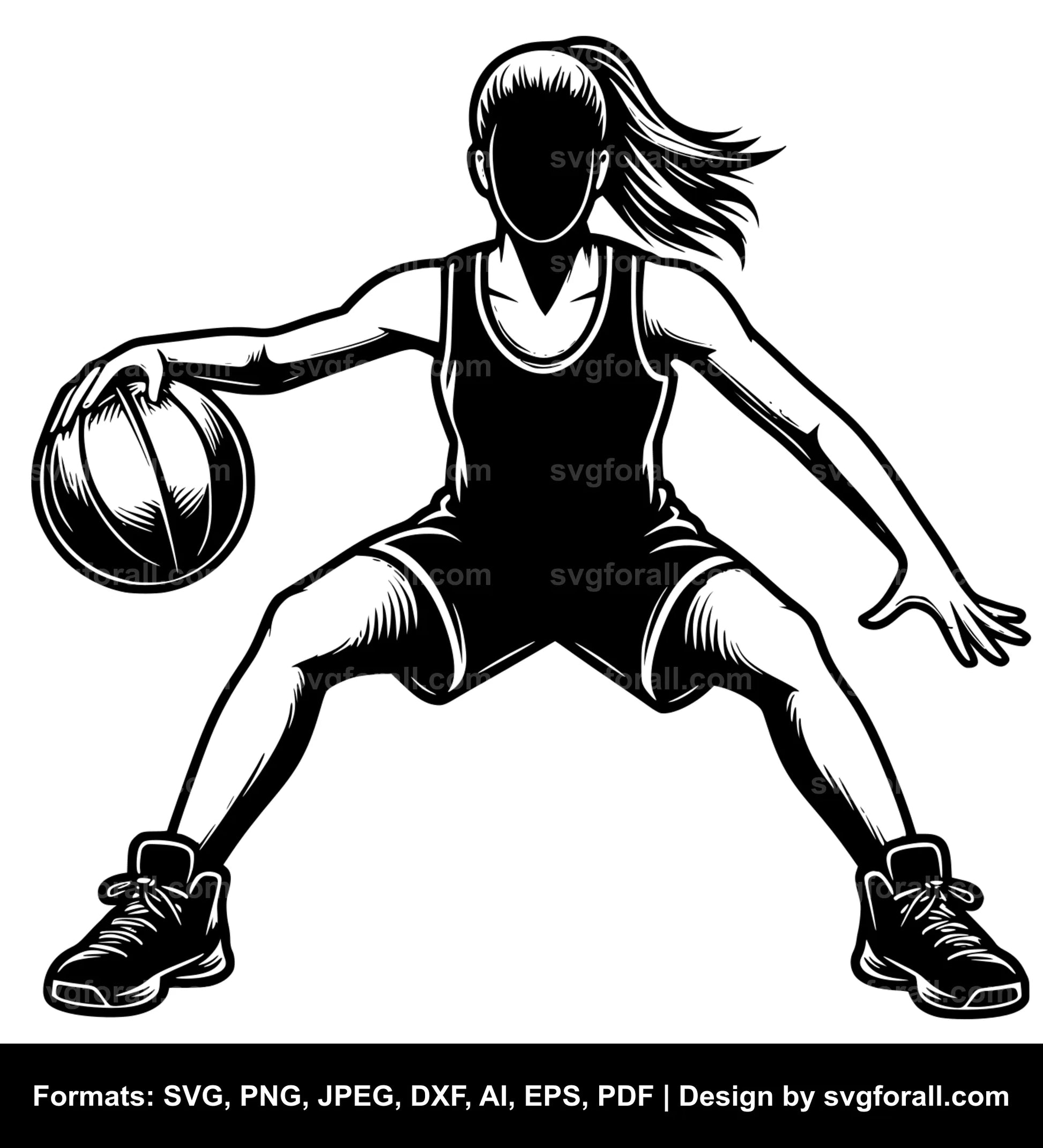 Girl Playing Basketball SVG