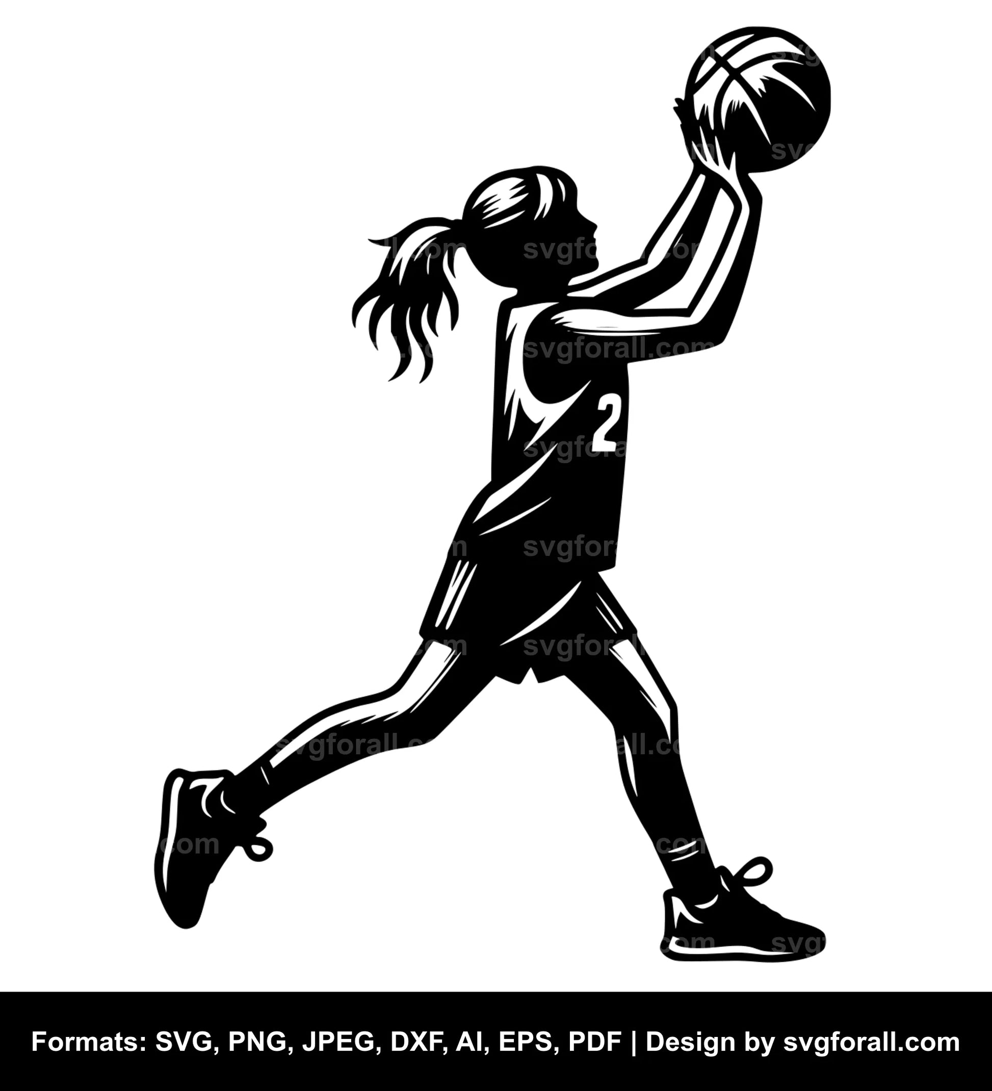 Girl Playing Basketball SVG Clipart