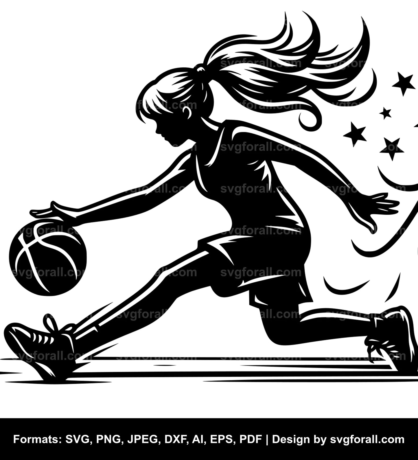 Girl Playing Basketball SVG Design