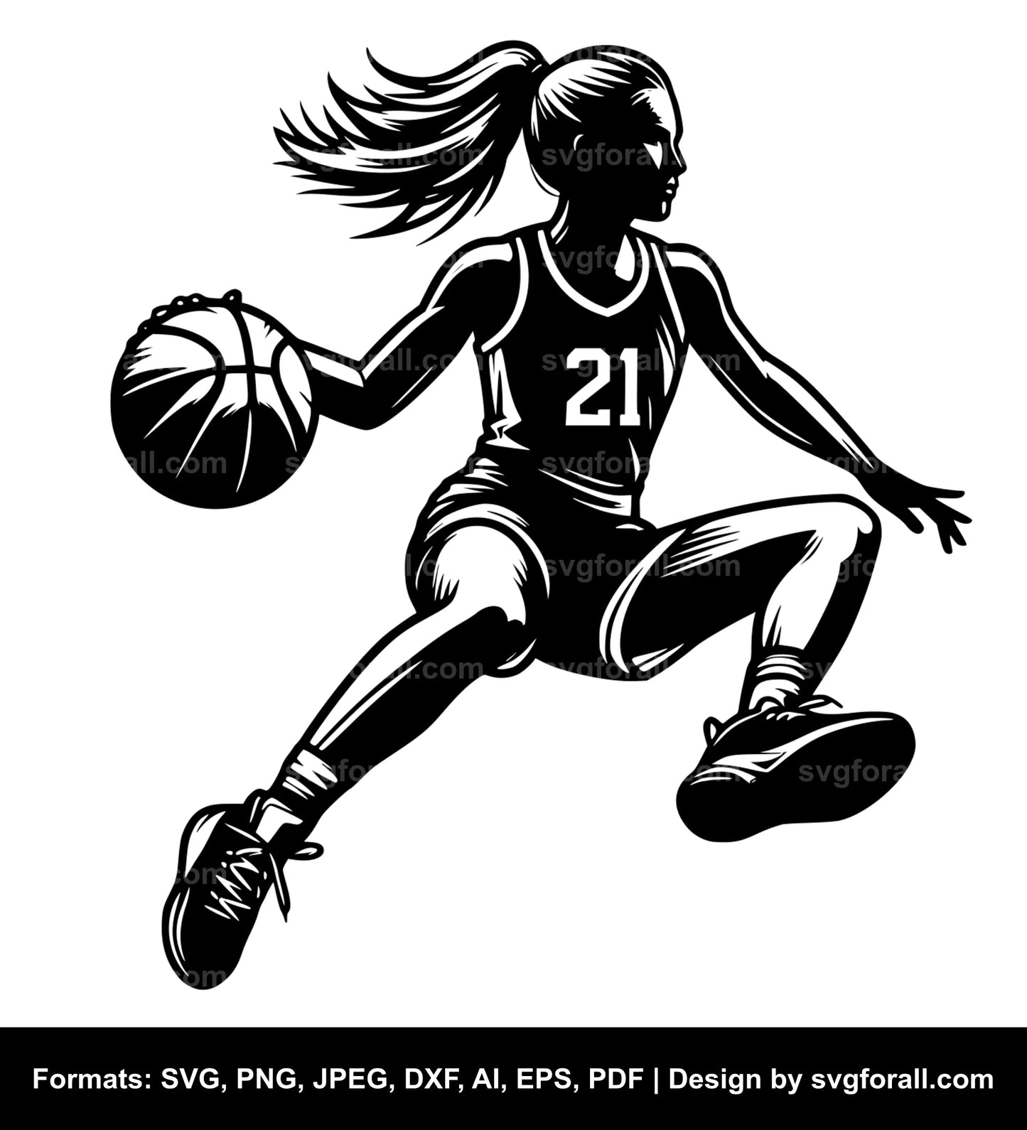 Girl Playing Basketball SVG Download