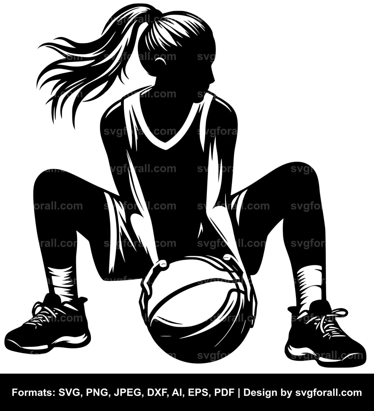 Girl Playing Basketball SVG File