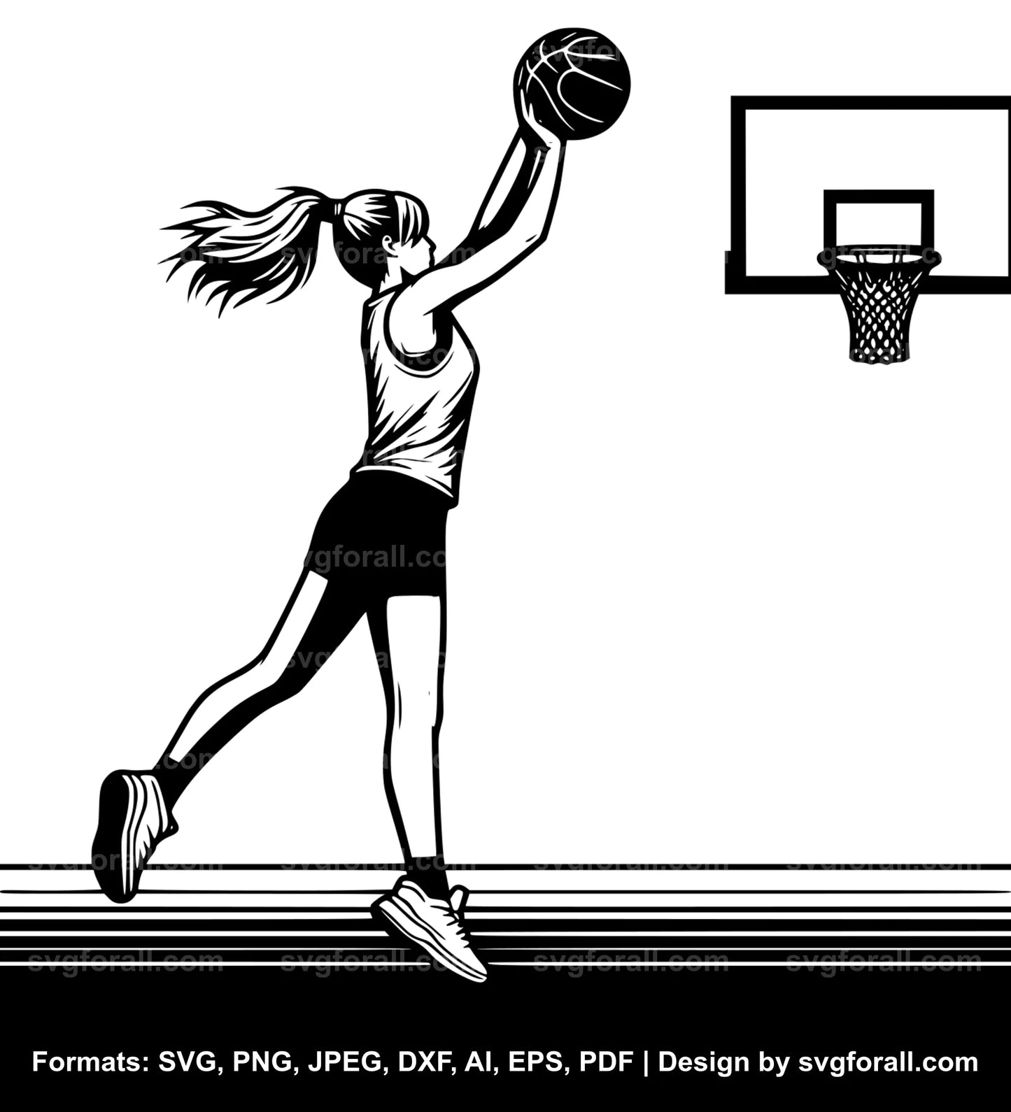 Girl Playing Basketball SVG PNG