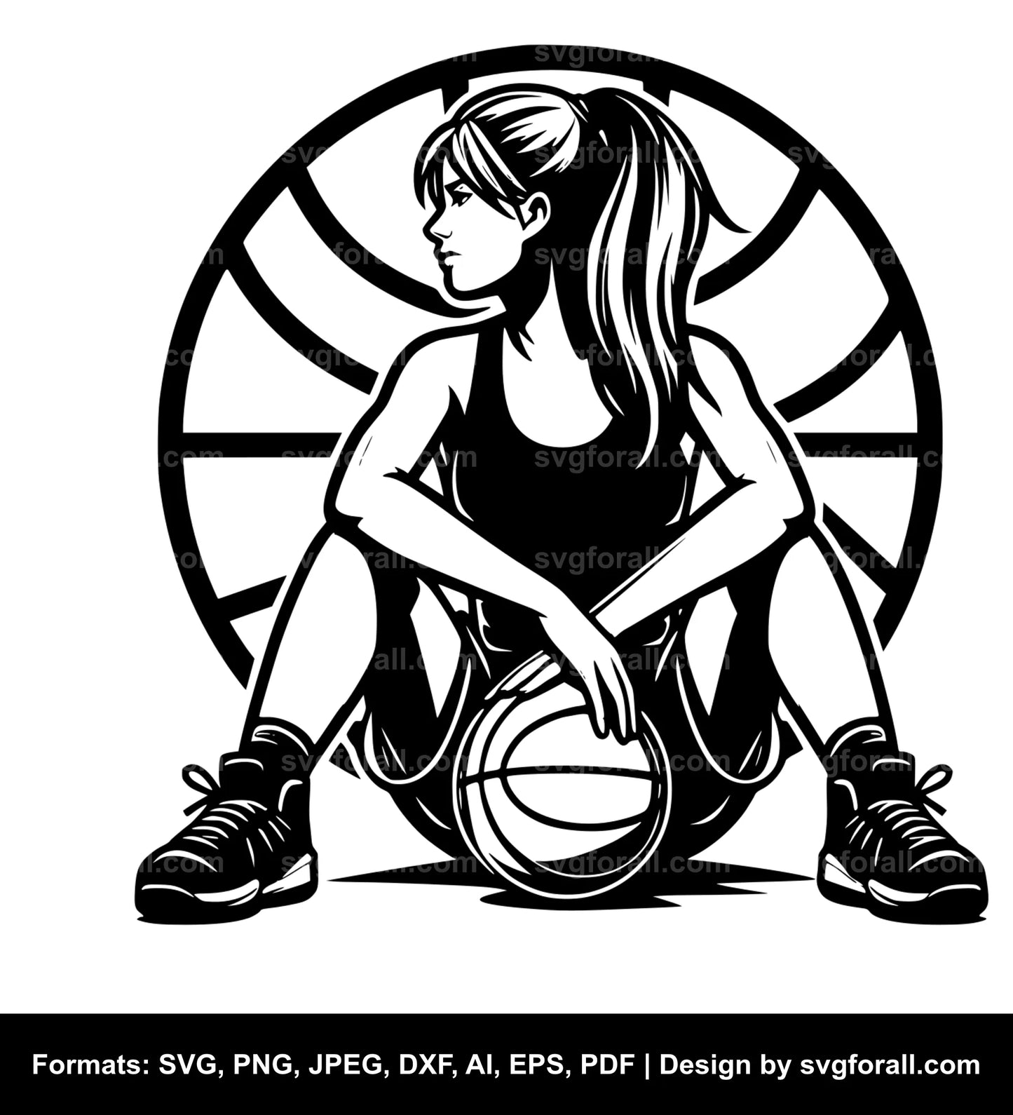 Girl Playing Basketball SVG Vector