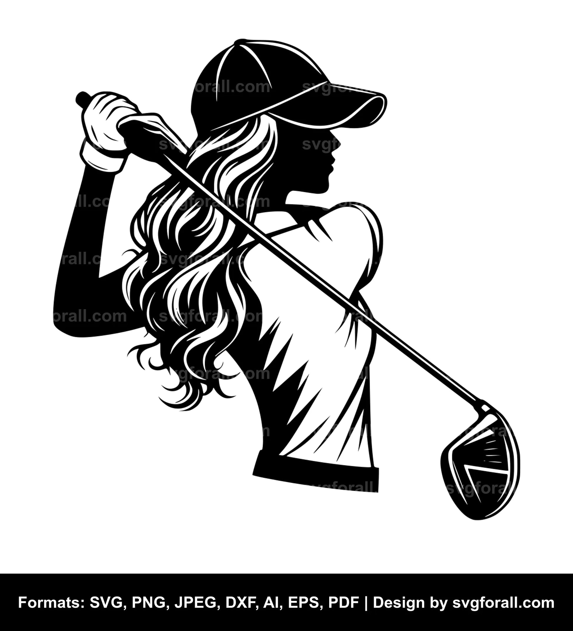 Girl Playing Golf Clipart SVG