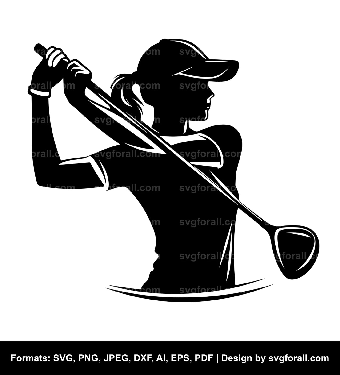 Girl Playing Golf SVG Clipart