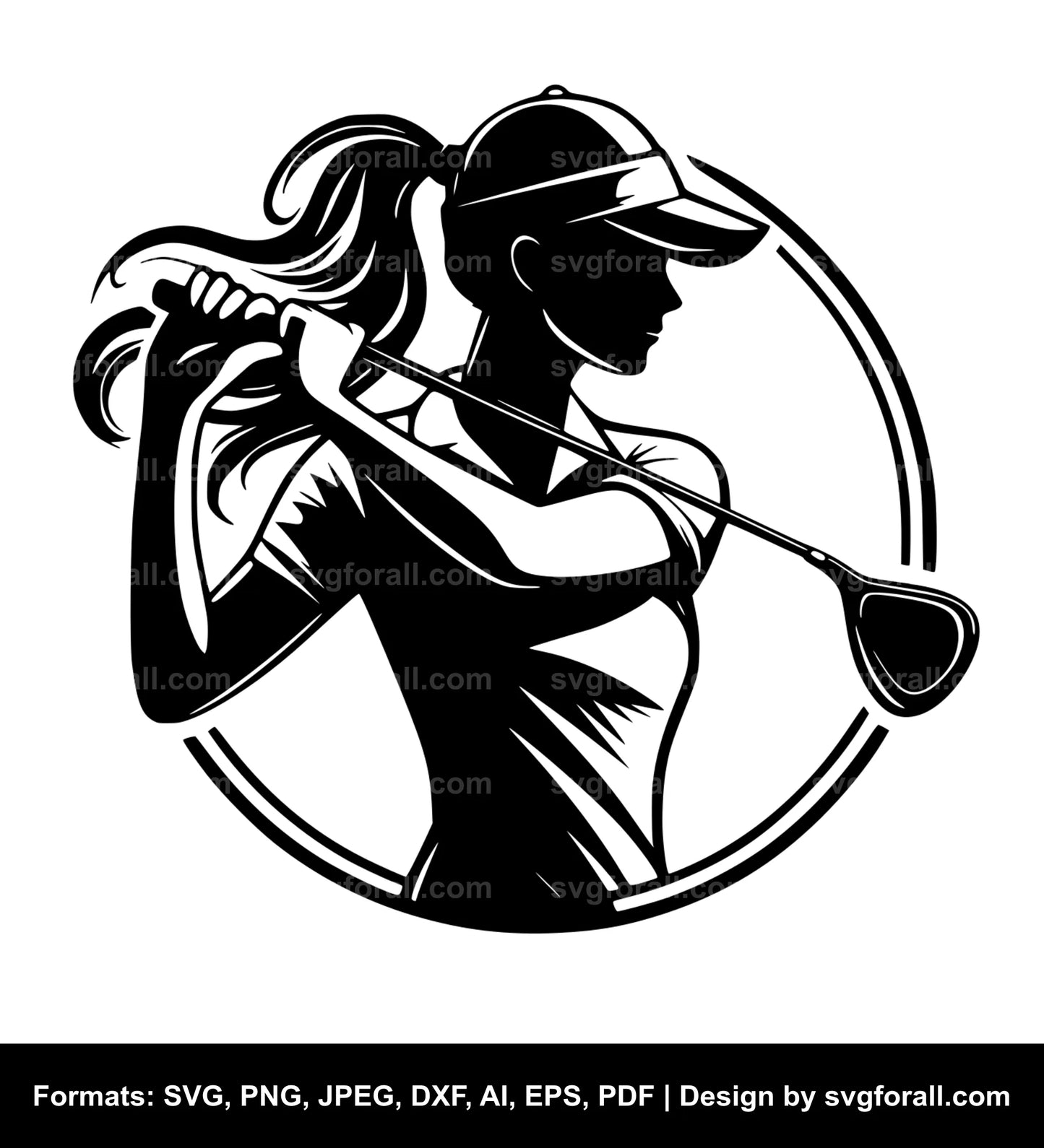 Girl Playing Golf SVG Design