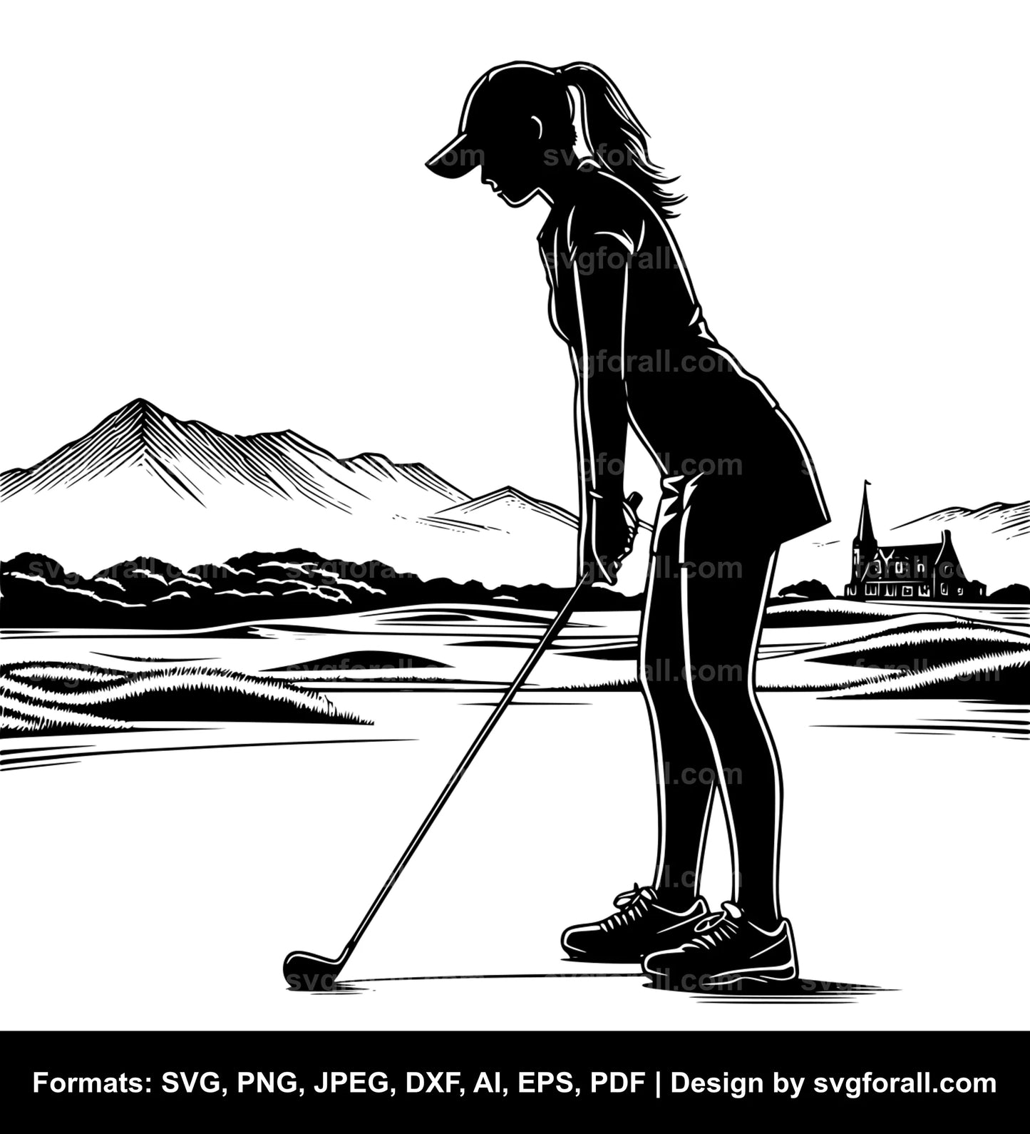 Girl Playing Golf SVG File