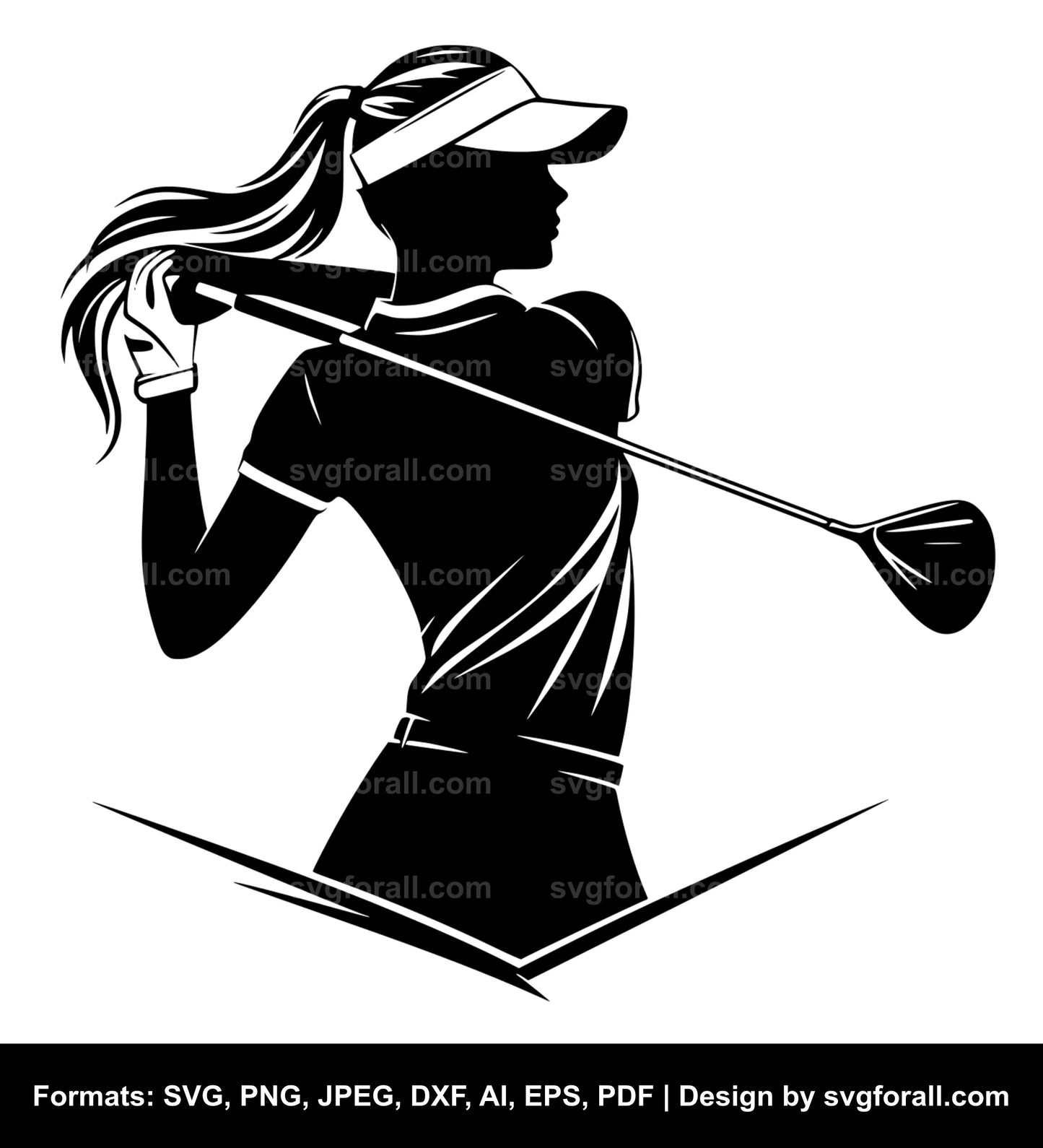 Girl Playing Golf SVG PNG