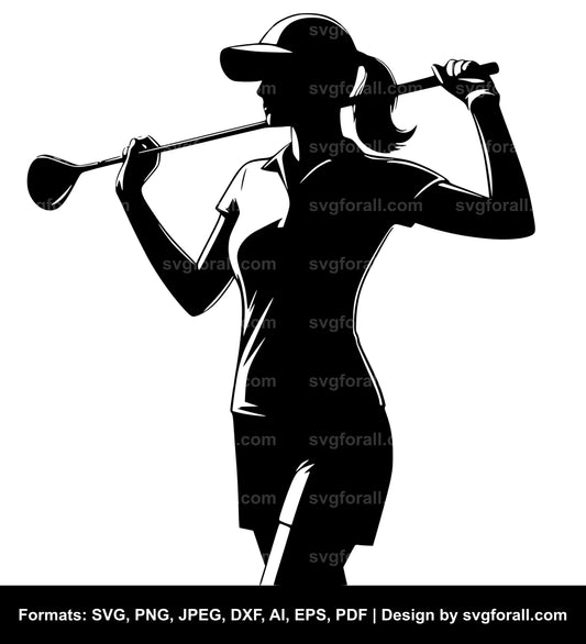 Girl Playing Golf SVG Vector