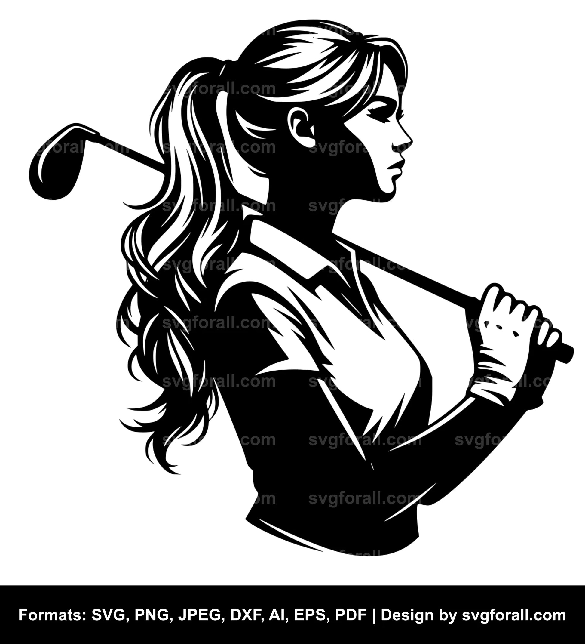 Girl Playing Golf Vector SVG