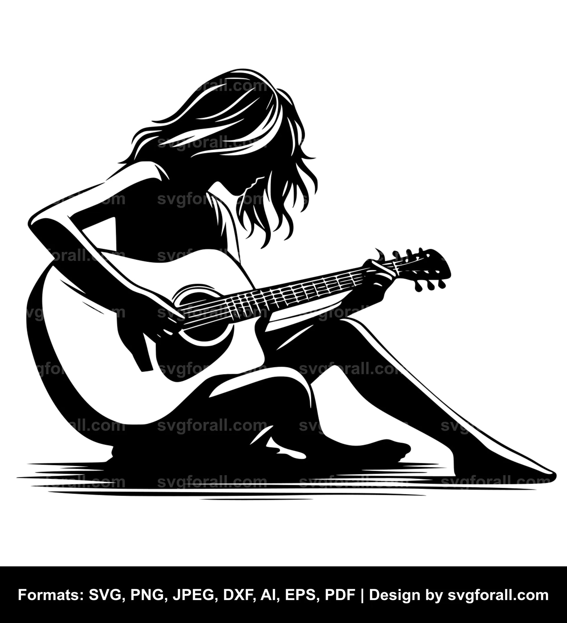 Girl Playing Guitar Cricut SVG