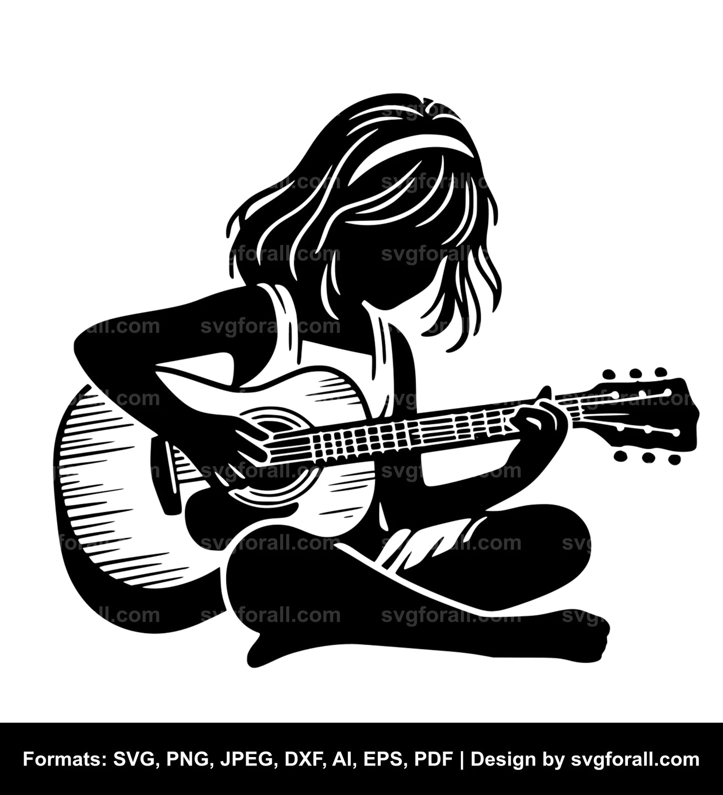 Girl Playing Guitar SVG