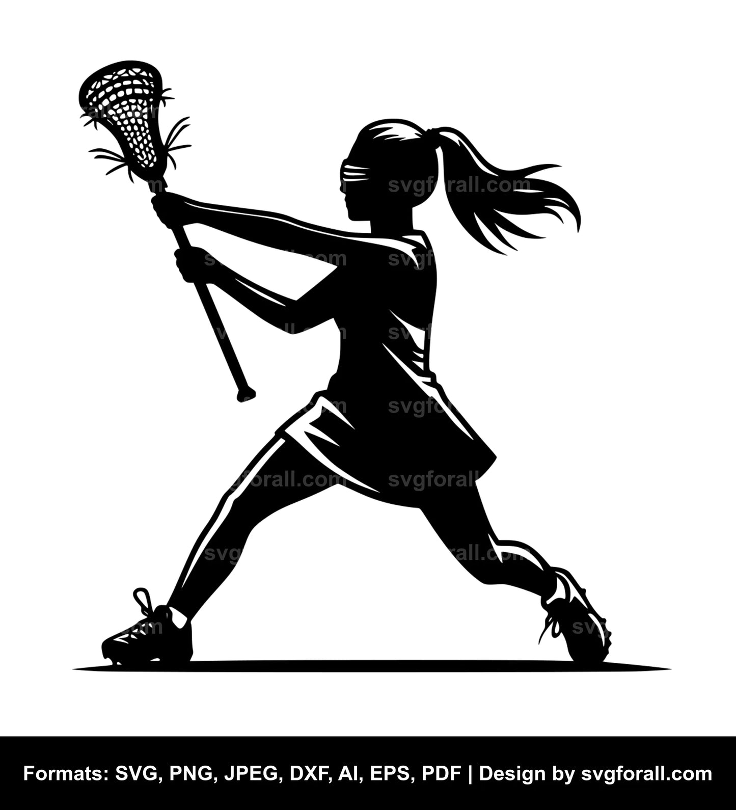 Girl Playing Lacrosse Clipart SVG