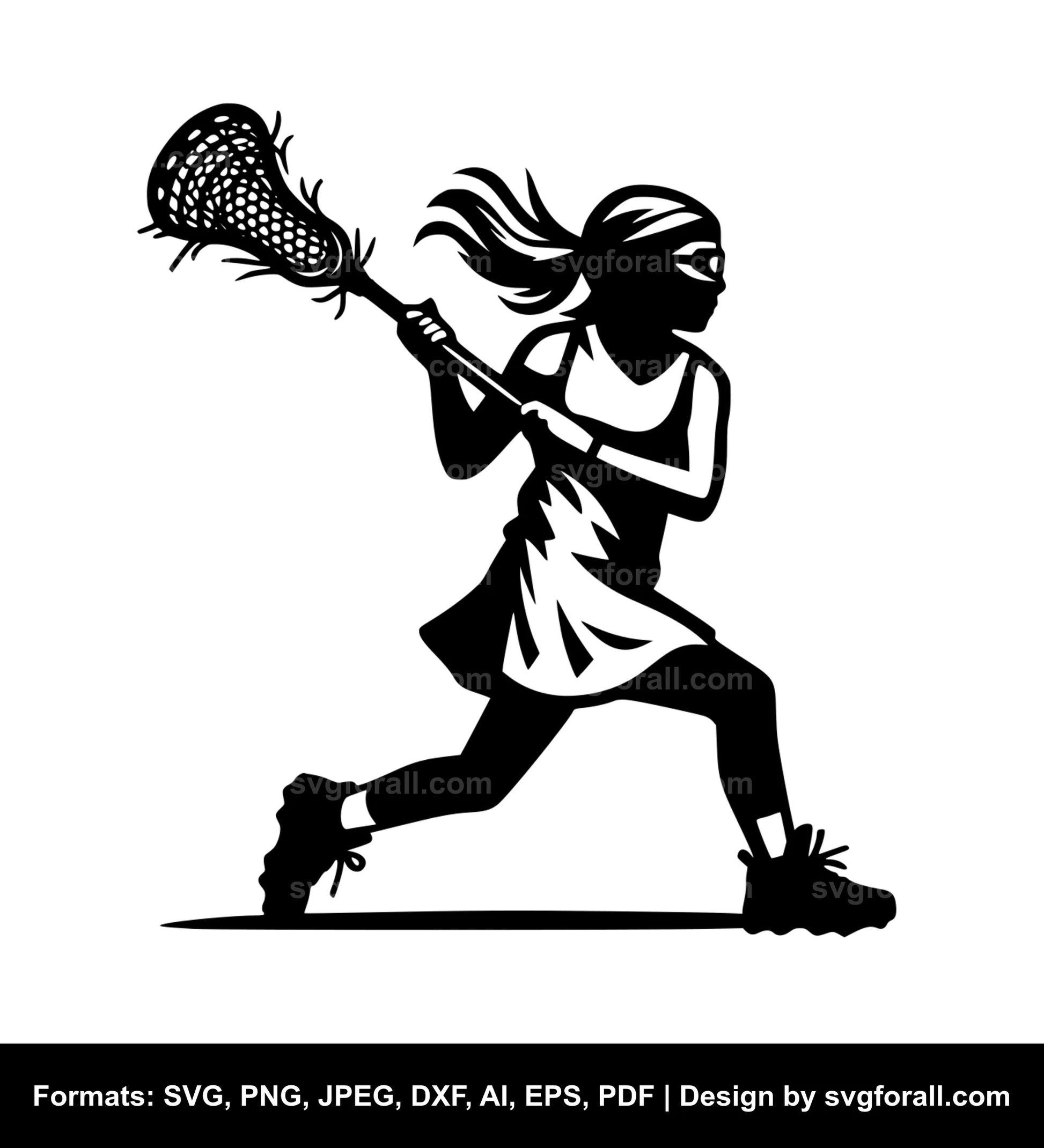 Girl Playing Lacrosse SVG