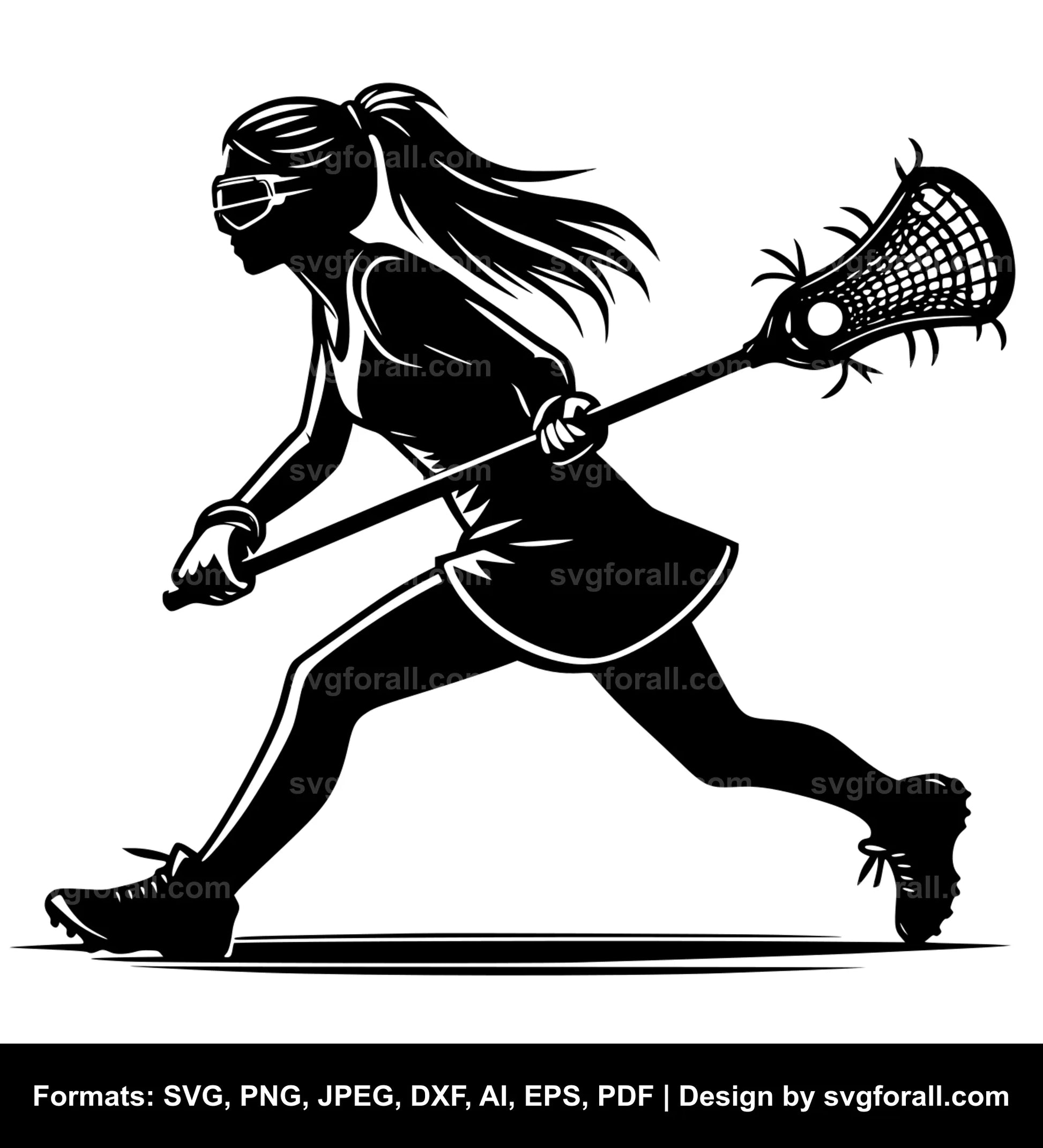 Girl Playing Lacrosse SVG Clipart