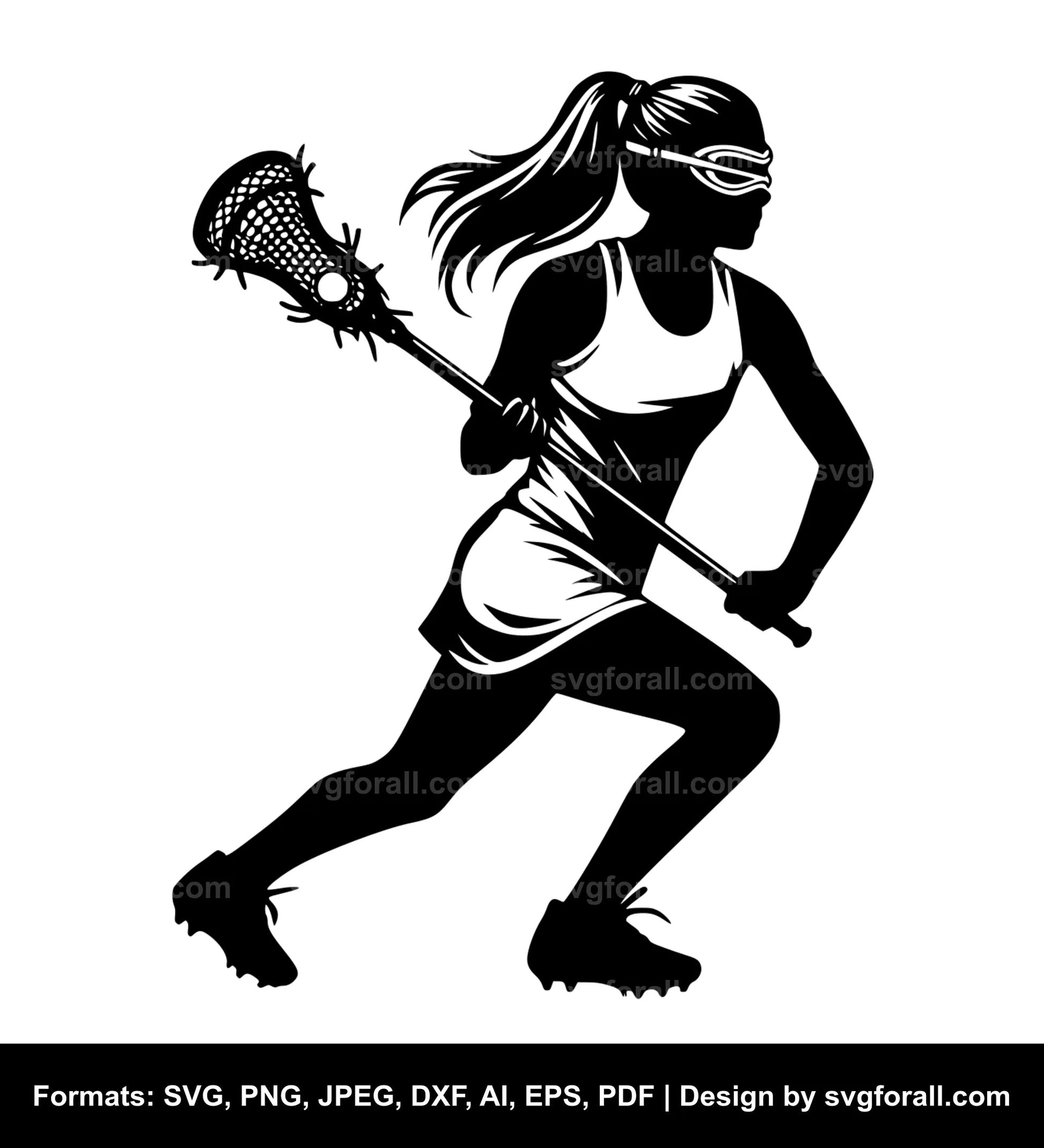 Girl Playing Lacrosse SVG Design