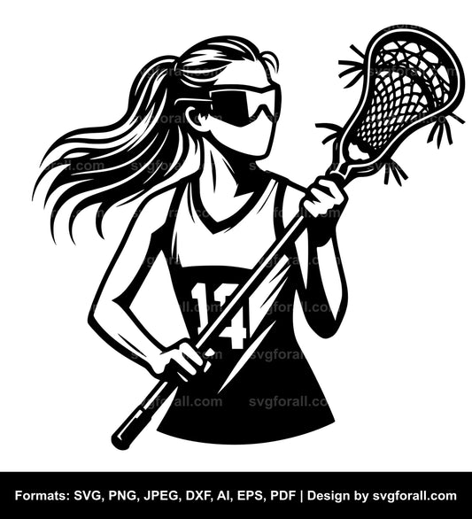 Girl Playing Lacrosse SVG Download