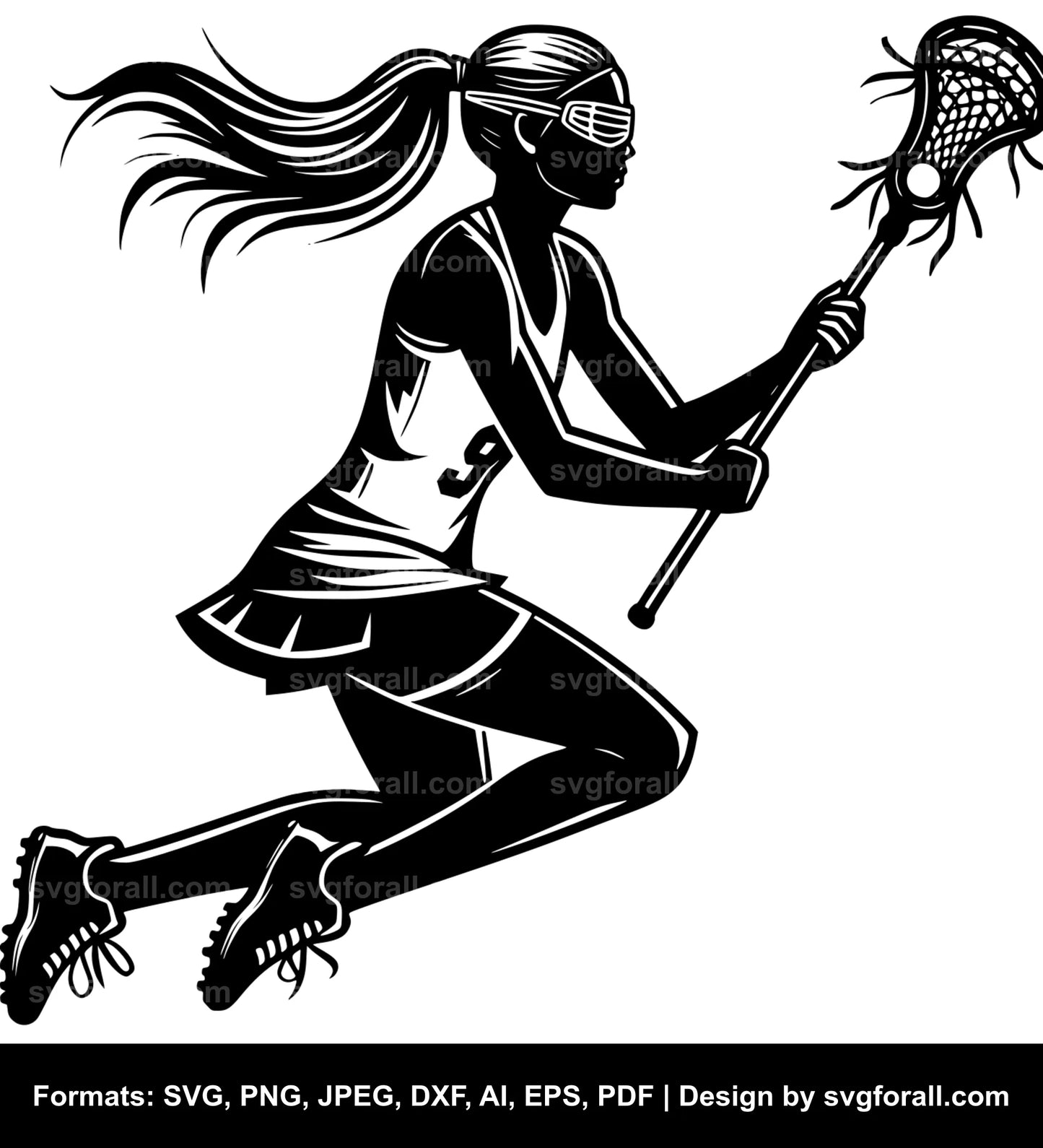 Girl Playing Lacrosse SVG File