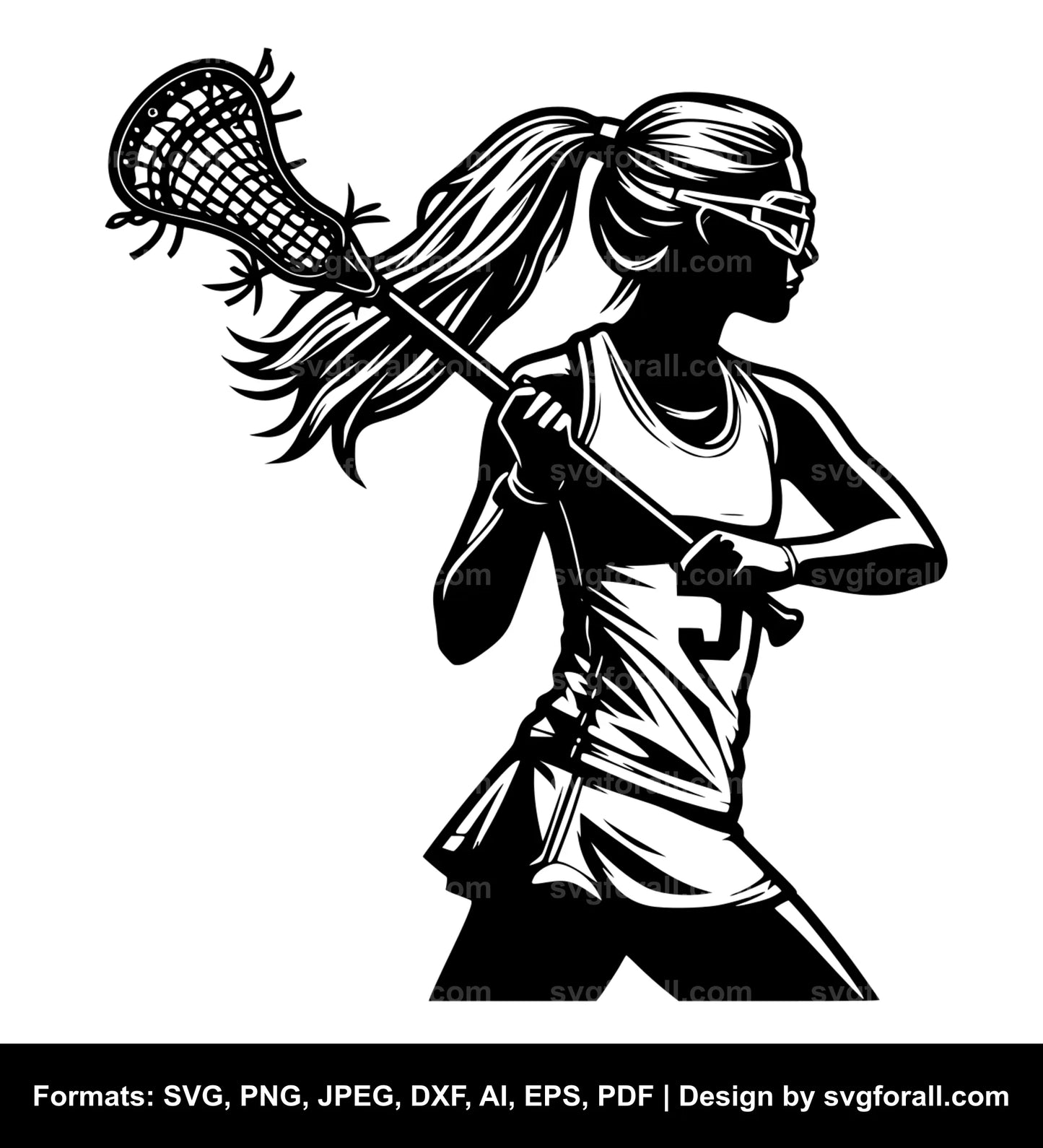 Girl Playing Lacrosse SVG PNG