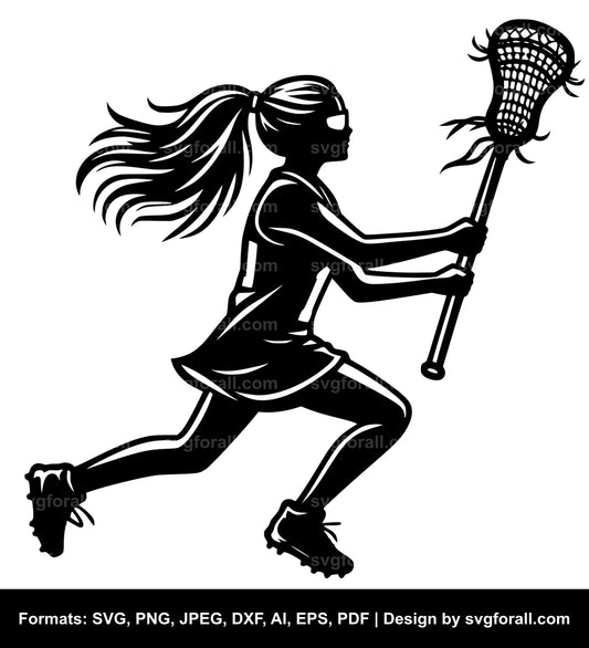 Girl Playing Lacrosse SVG Vector