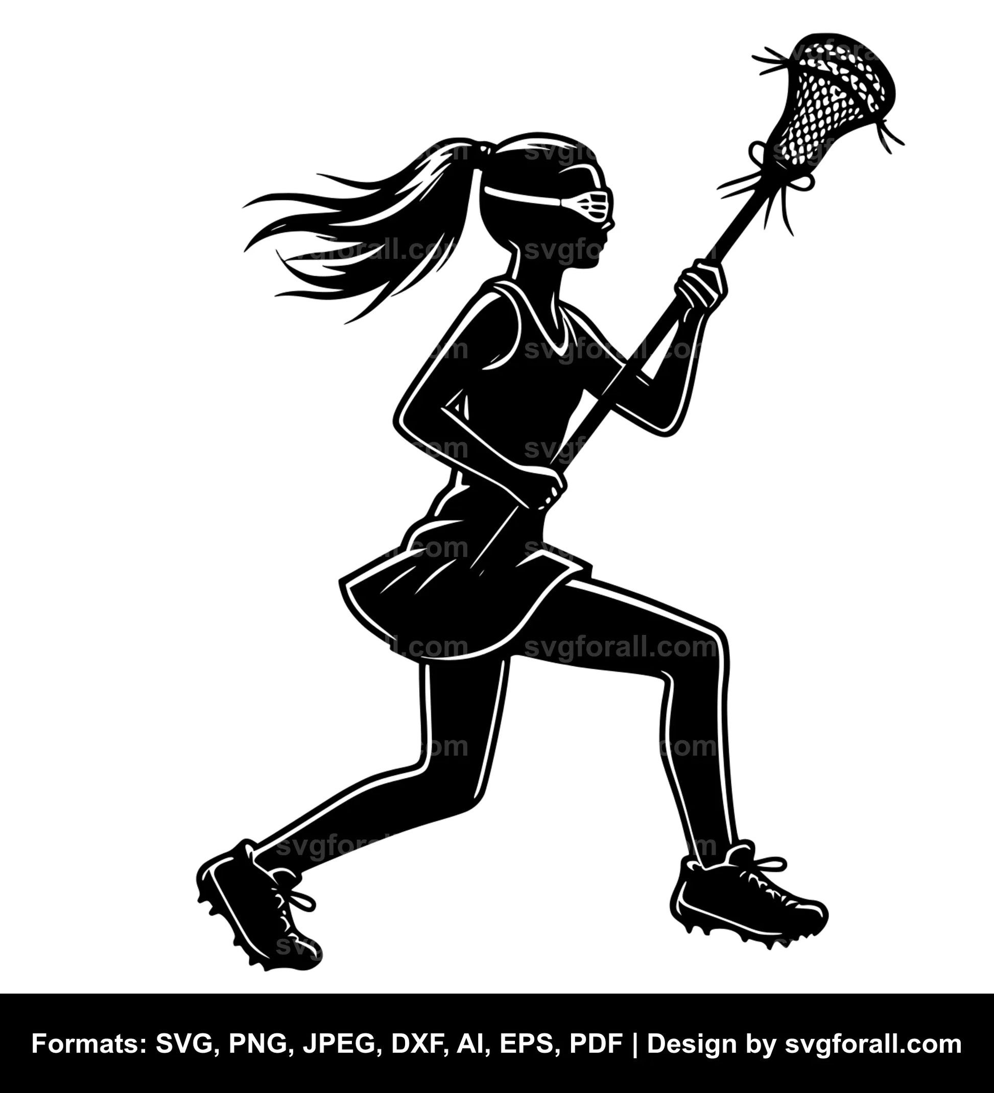 Girl Playing Lacrosse Vector SVG