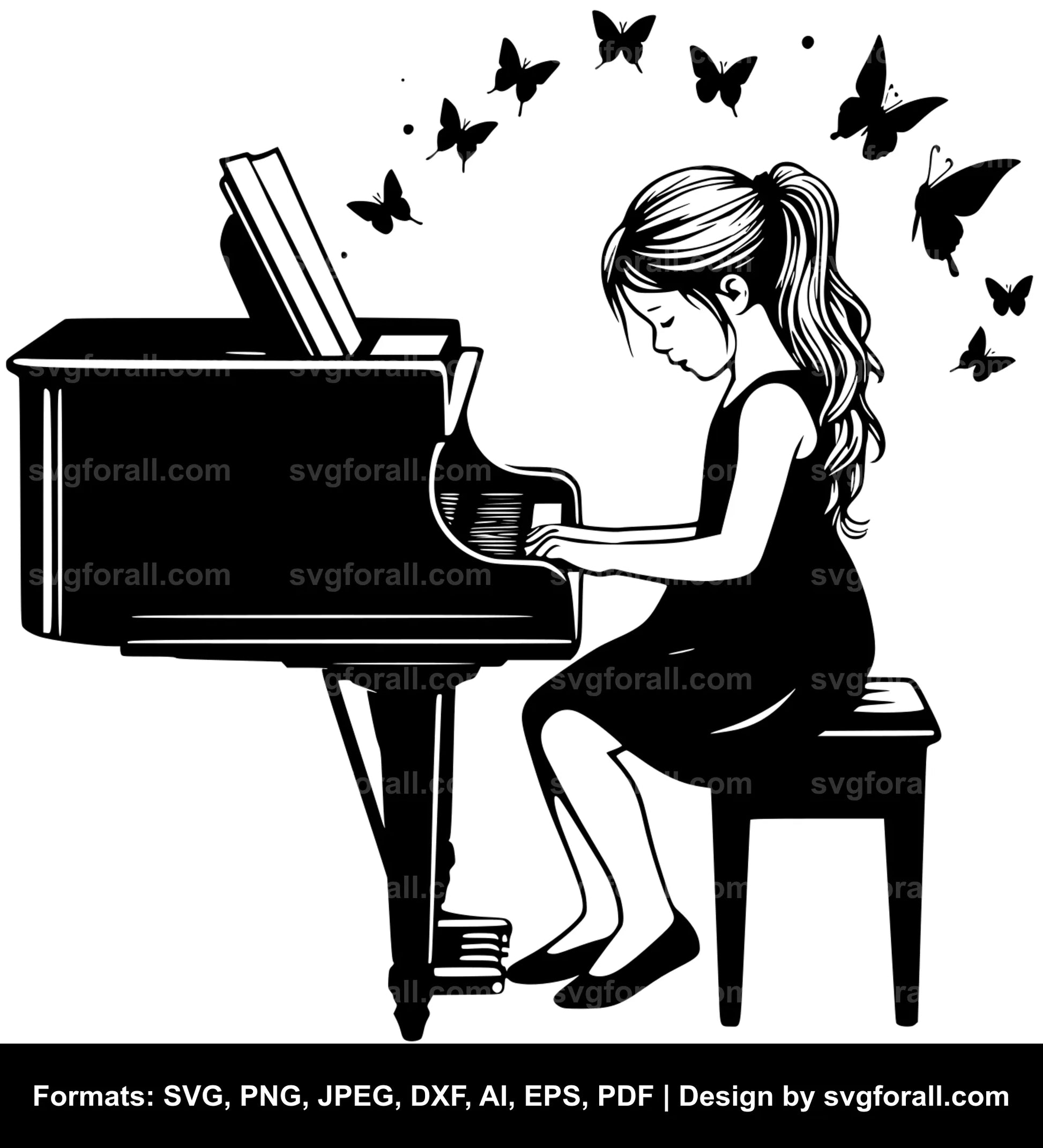 Girl Playing Piano Cricut SVG