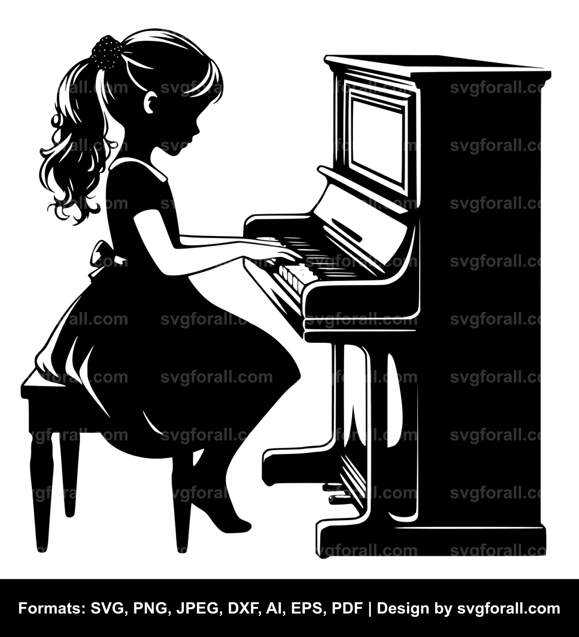 Girl Playing Piano SVG