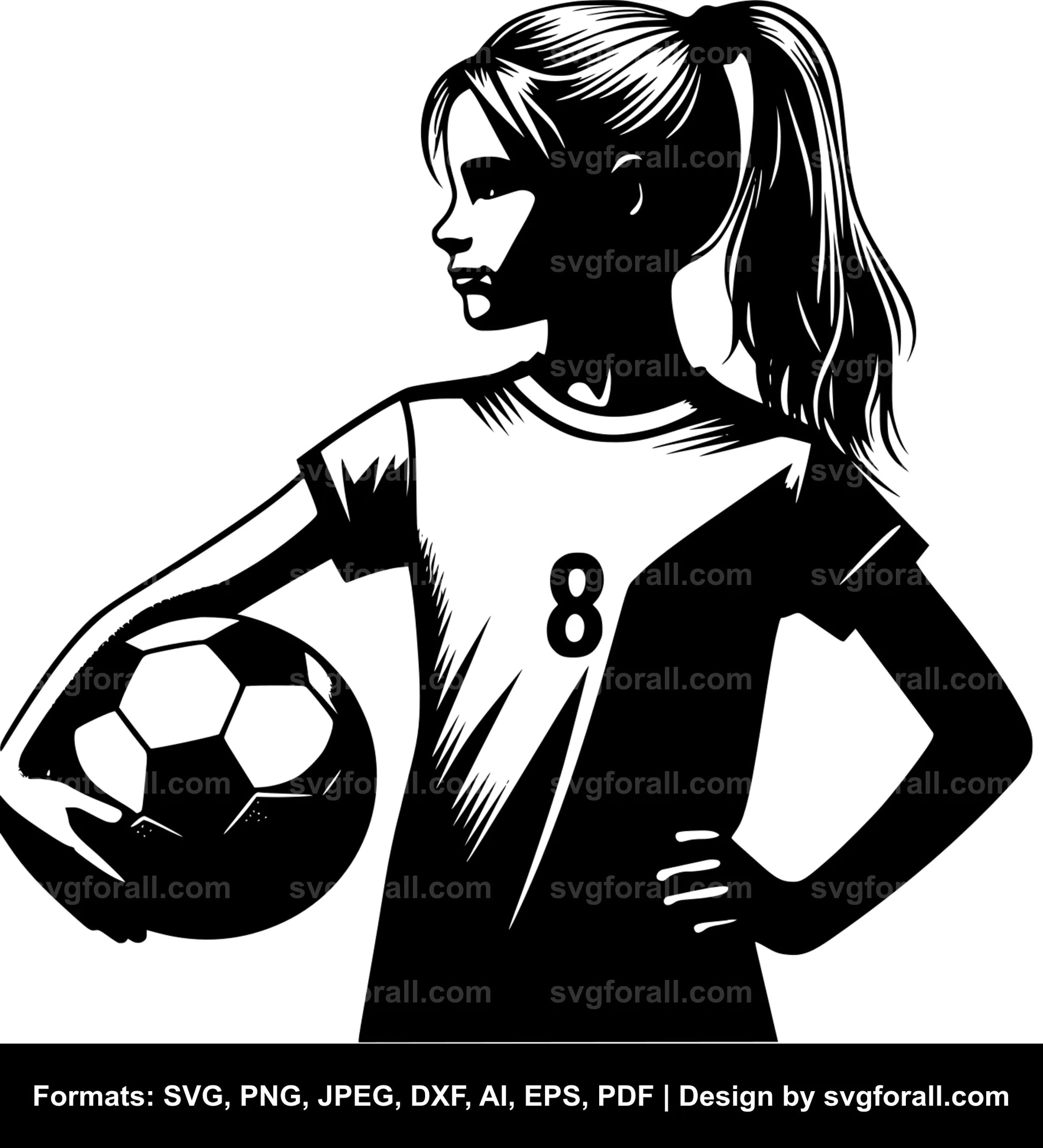 Girl Playing Soccer Clipart SVG